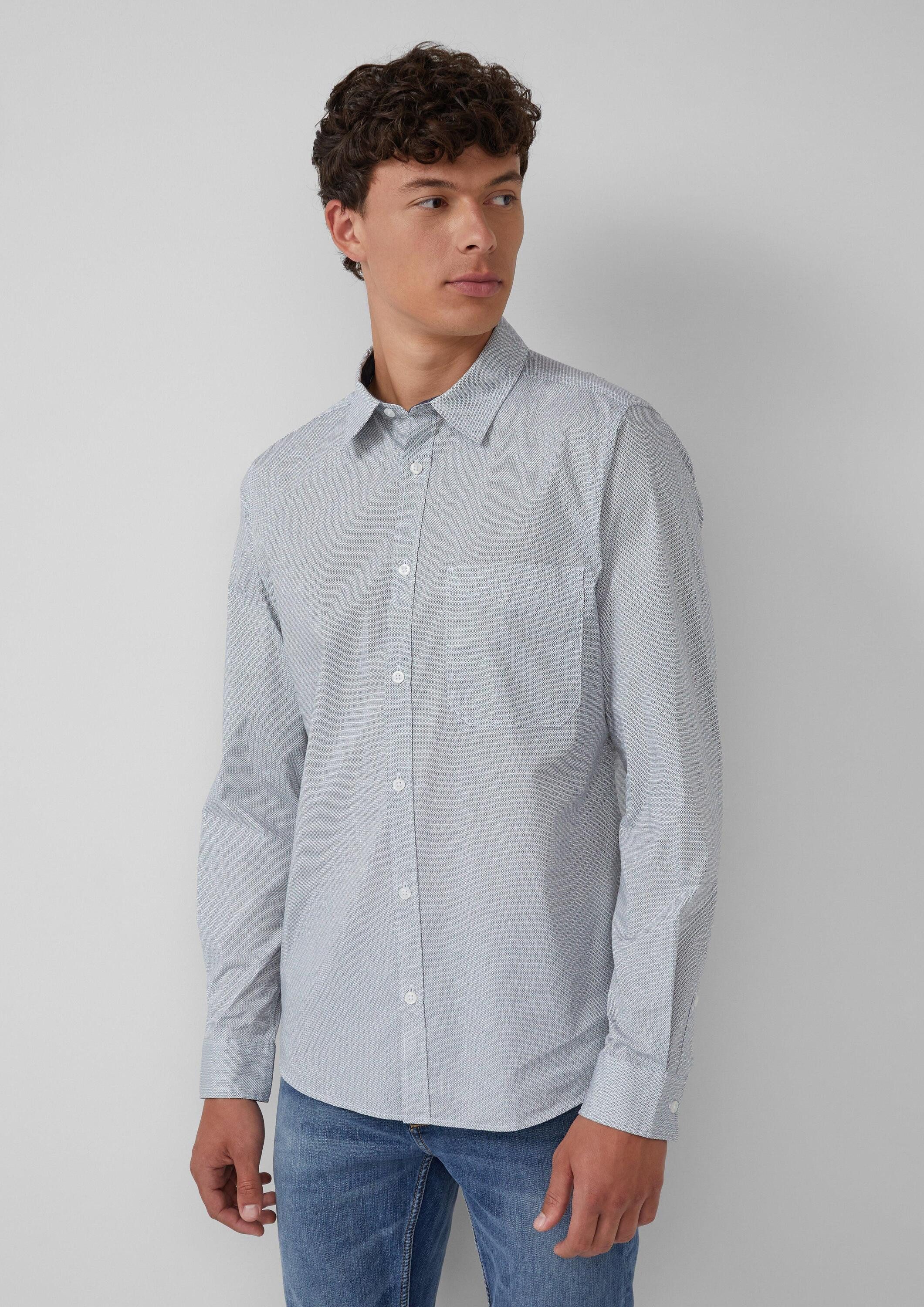 s.Oliver Langarmhemd Hemd Slim Fit: Fein gemustertes Baumwollhemd mit Kentk günstig online kaufen