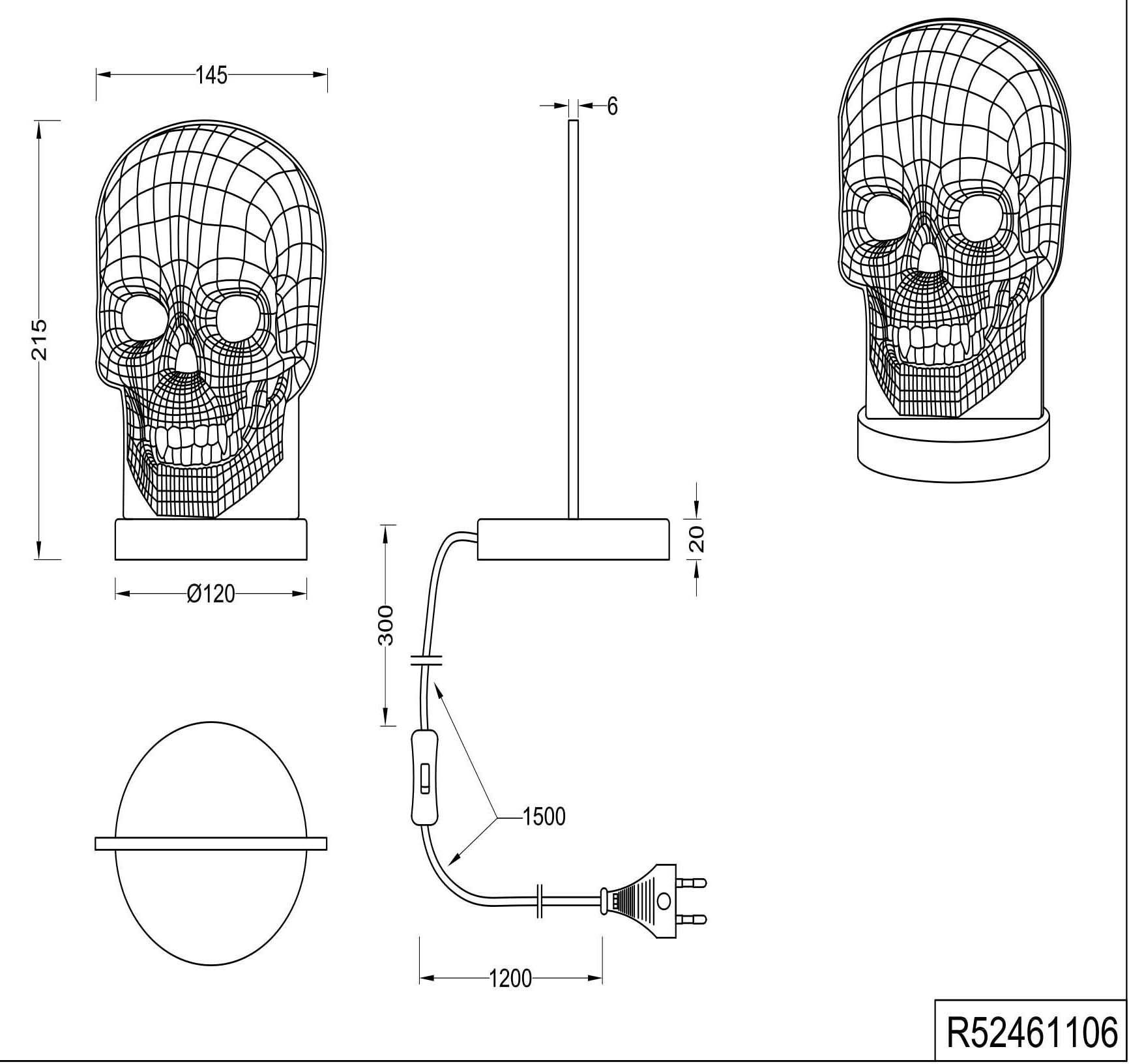 Farbwechsler, LED Tischleuchte Leuchten LED einstellbar Skull, fest integriert, Farbwechsel, TRIO Totenkopf Design, Tischlampe, Lichtfarbe Acrylplatte,