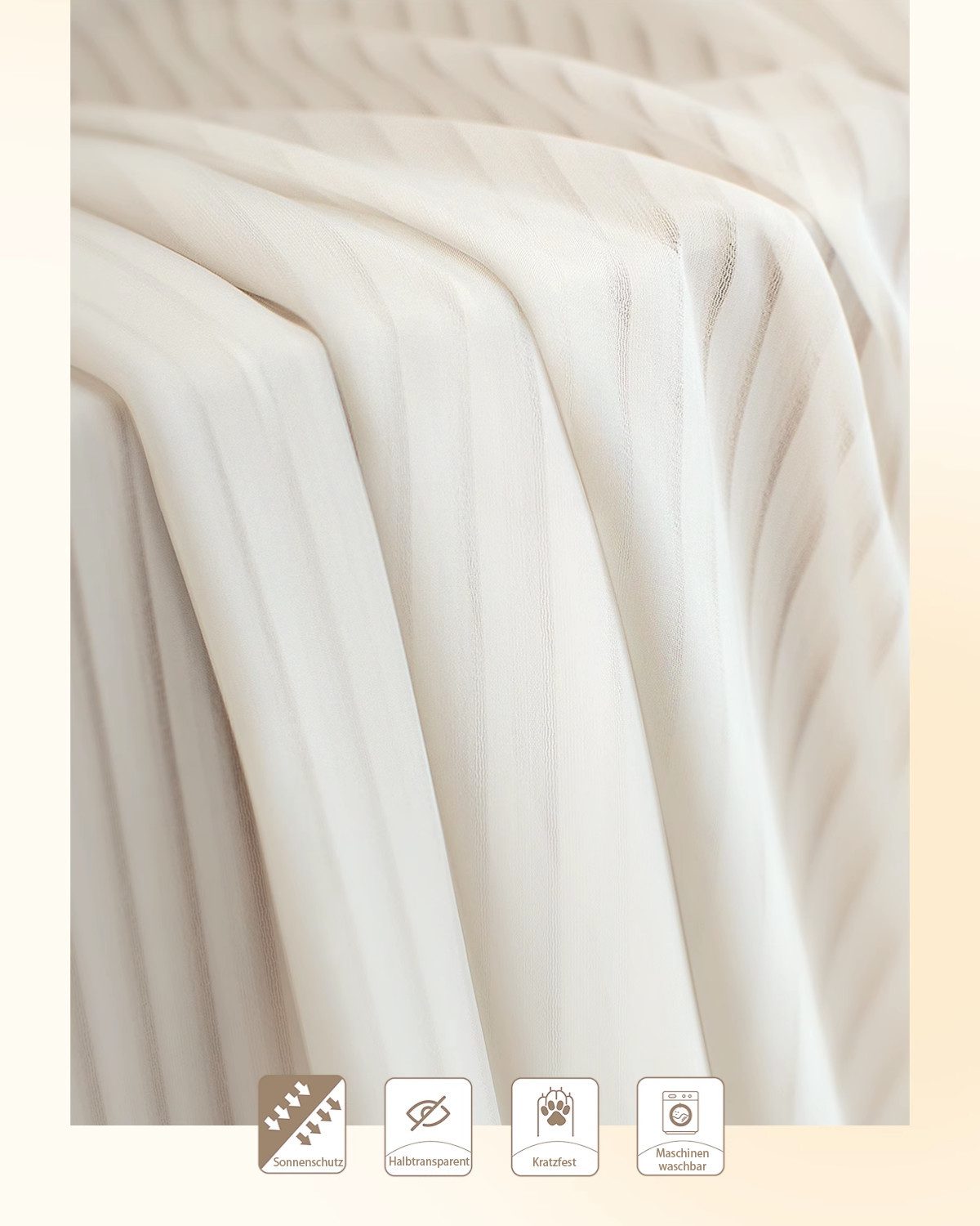 Simloveve Gardine Gestreiftes Muster Vorhänge Weiß Ösenvorhang 2er-Set (2 S günstig online kaufen