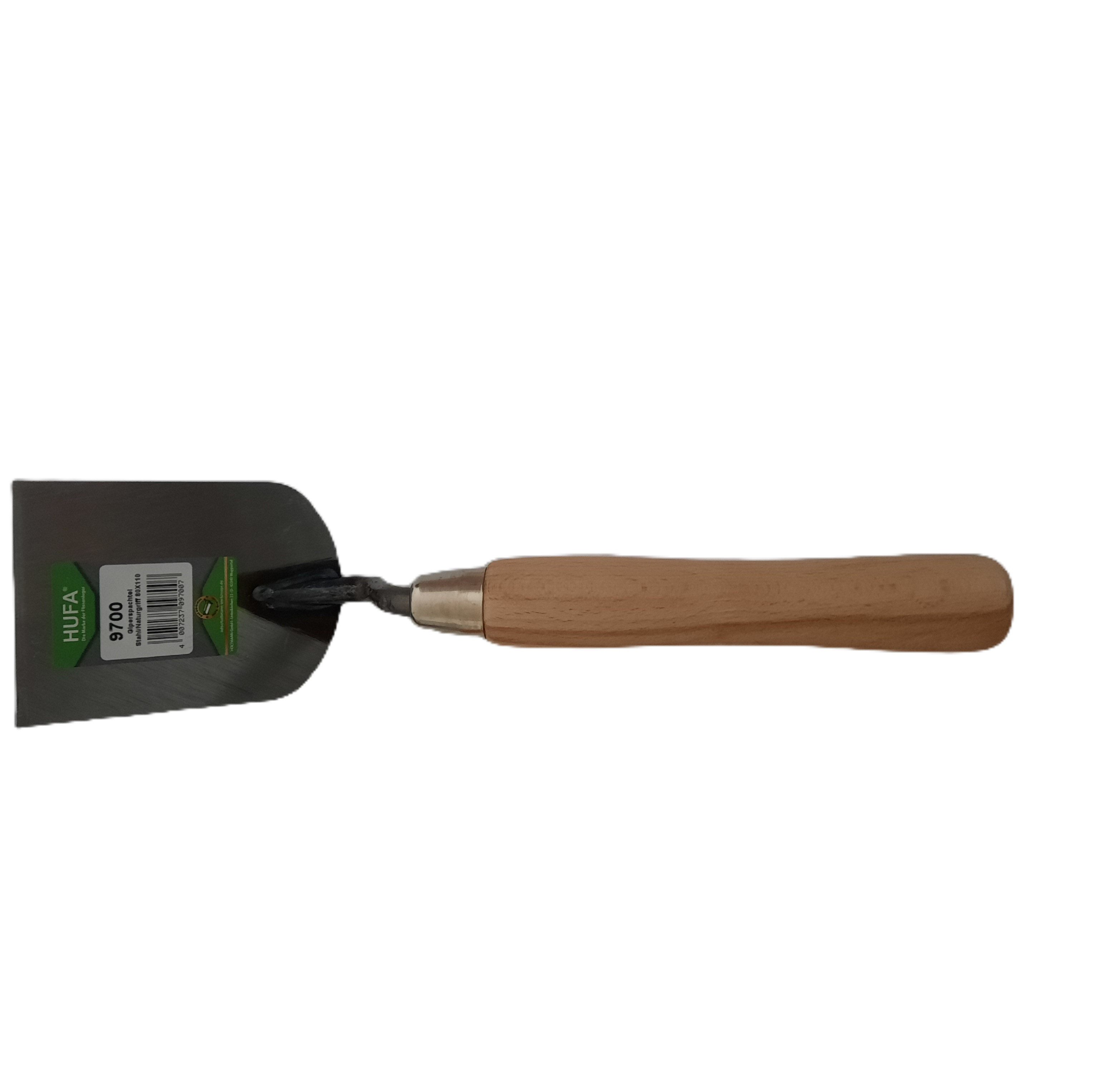 Hufa Stukkateurspachtel Hufa Fliesenleger Gipserspachtel Stahl 80mm mit langem Holzgriff-Heft