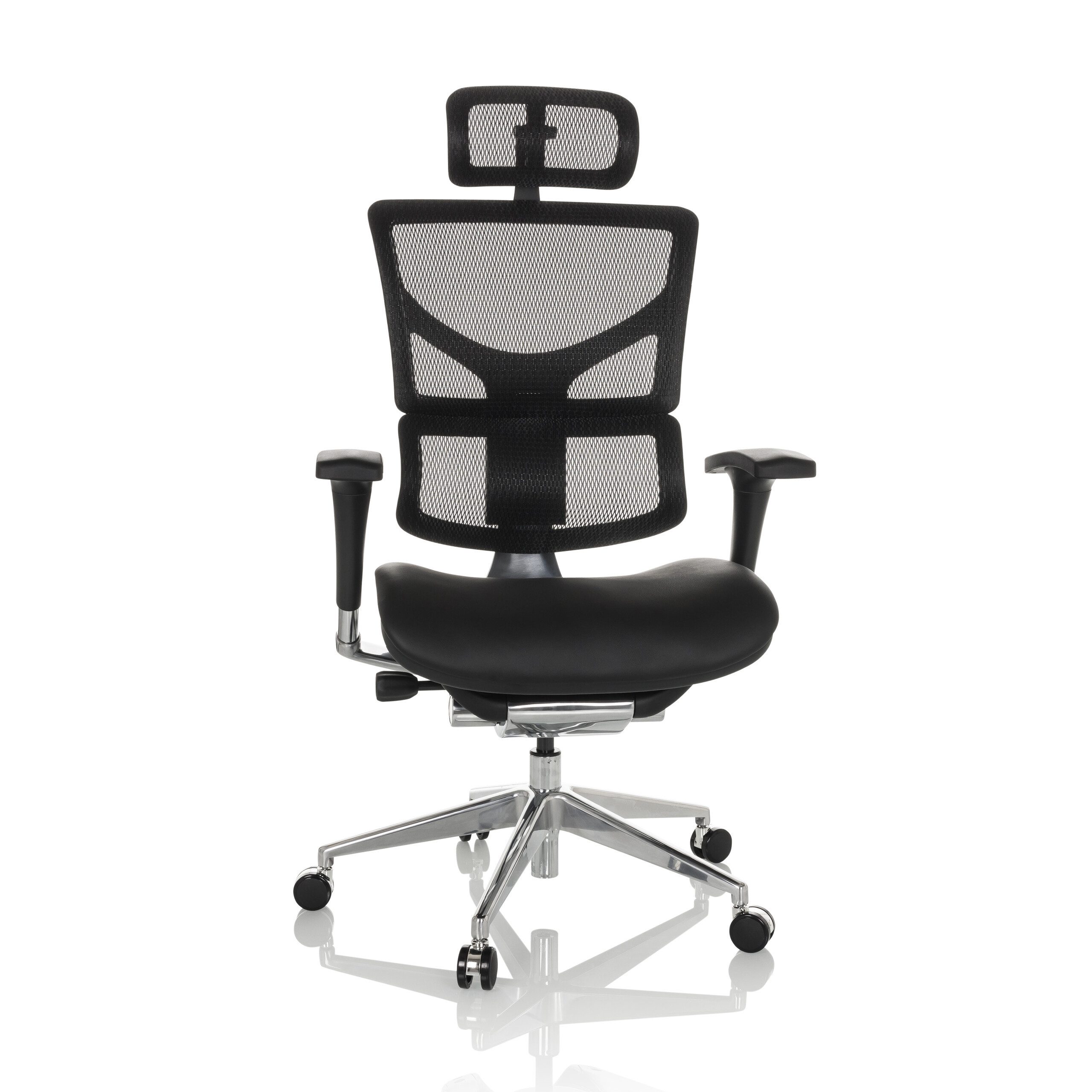 Drehstuhl High End Bürostuhl ERGO-U2 LM Leder/Netzstoff