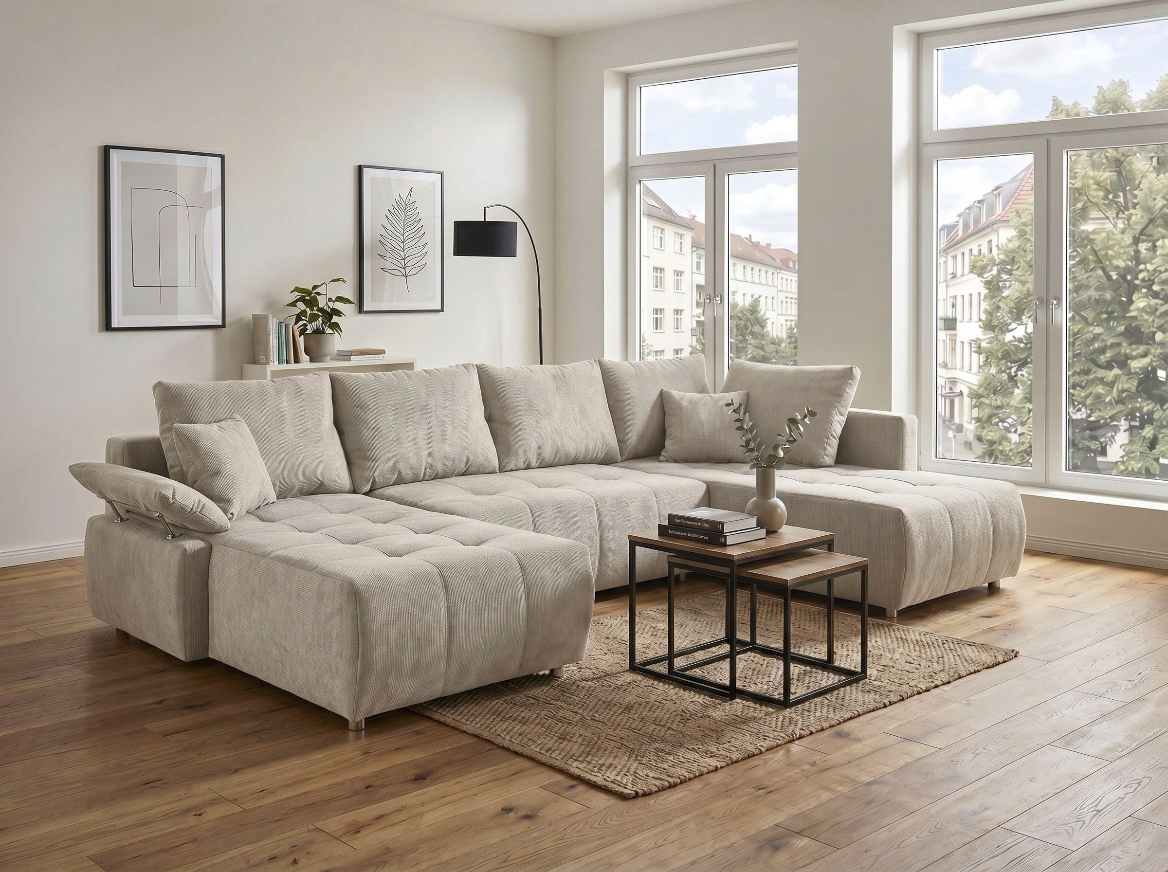 COLLECTION AB Wohnlandschaft Funtastic U-Form, B:288 cm, Schlaffunktion, Bettkasten, auch in Cord, Schlaffunktion, Bonnelfederkern, Rückenkissen, Armteilverstellung