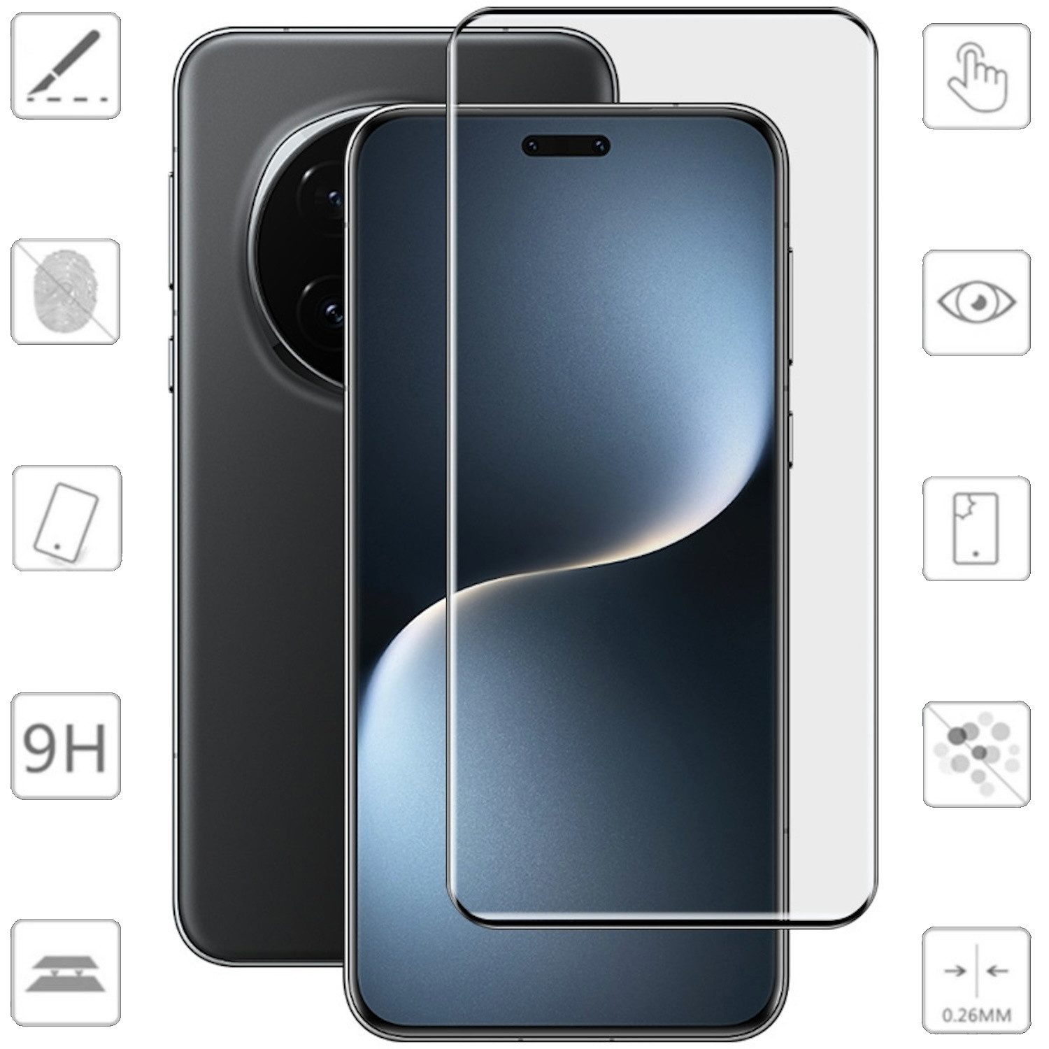 Wigento Handyhülle Für Honor Magic 7 Pro 4D Display Full Curved H9 Hart Glas Folie Schutz, Display Curved Panzer Schutz Glas