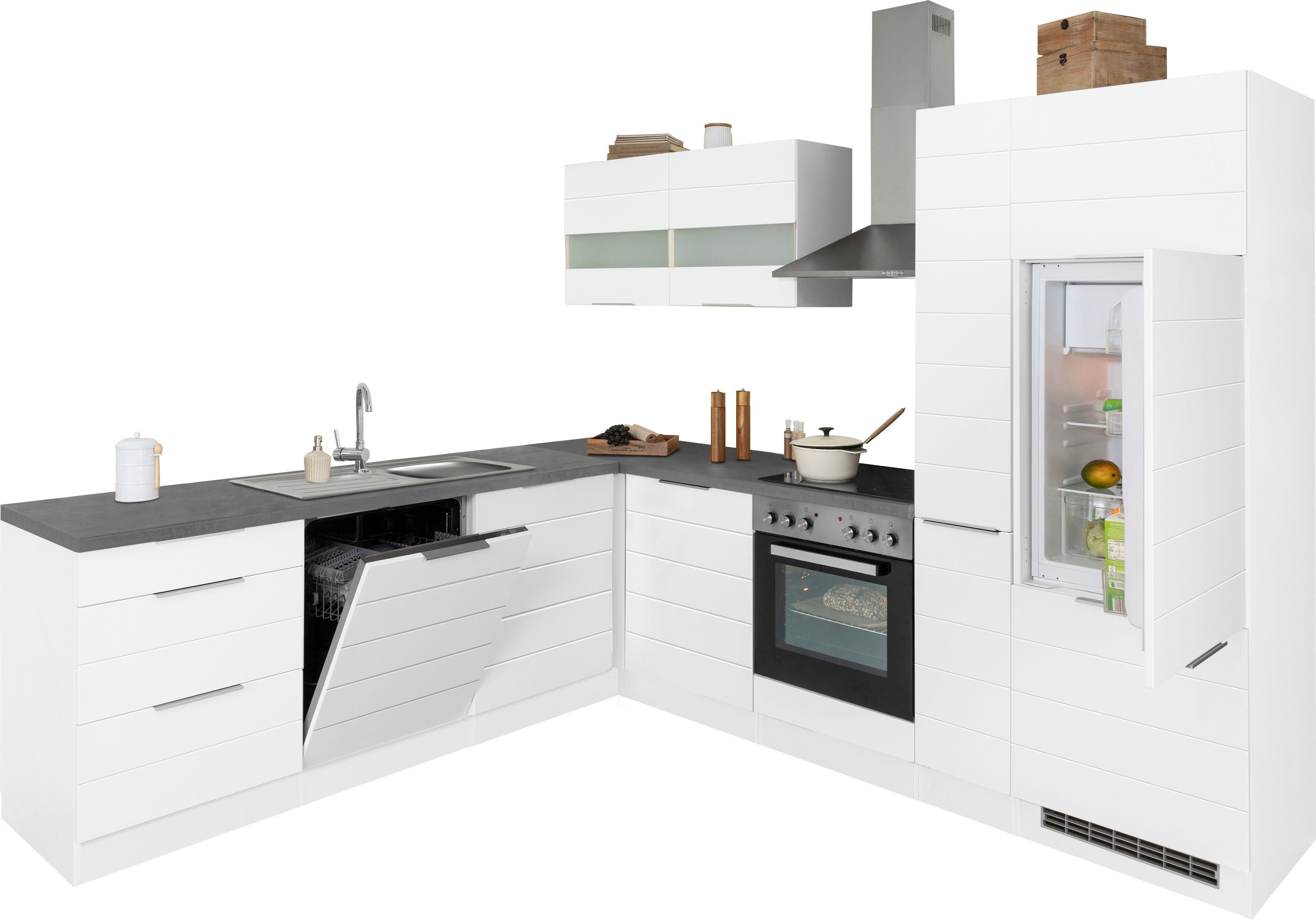 KOCHSTATION Winkelküche KS-Luhe, Stellbreite 240x270 cm, wahlweise mit oder ohne E-Geräten, MDF-Fronten