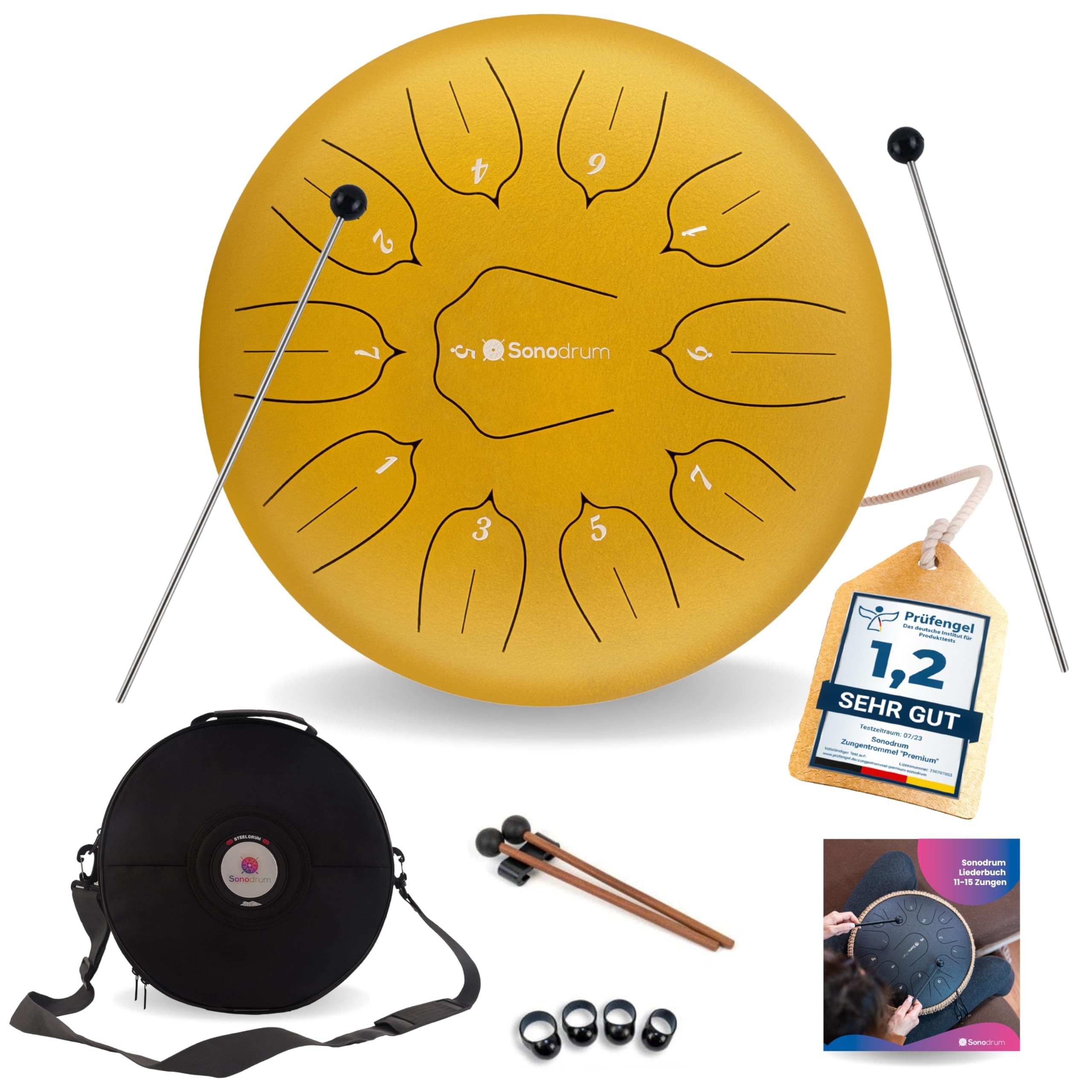 Steel Tongue Drum Zungentrommel "Standard" D-Dur - 30 cm groß mit 11 Tönen