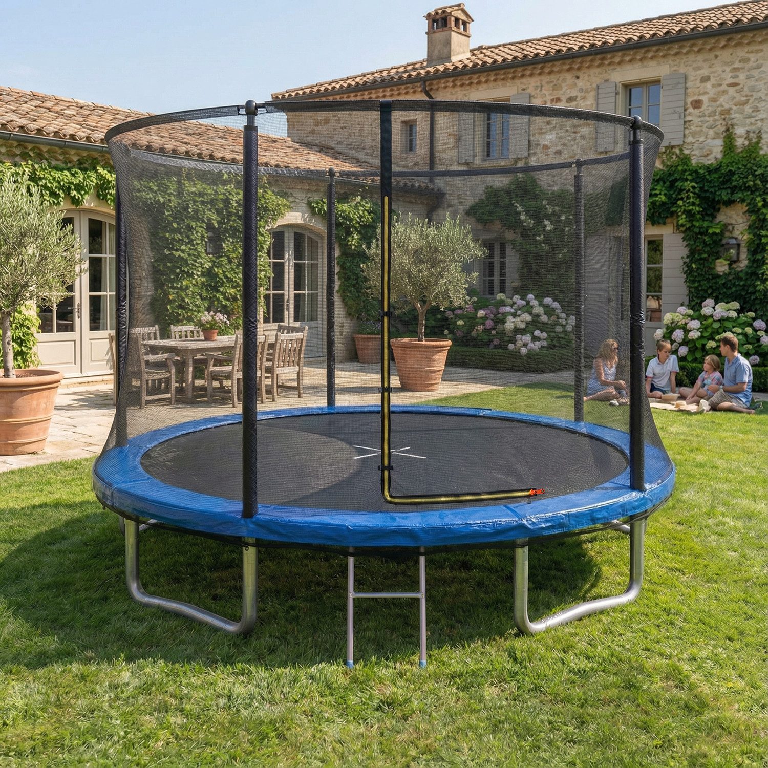 HOMALL Gartentrampolin Kindertrampolin, Outdoor-Trampolin, Durchmesser 183/222/290/360 cm, Ø 360 cm, (Ausgestattet mit Sicherheitsnetz, Leiter und 360°-Gelander, maximale Tragkraft 150 kg)