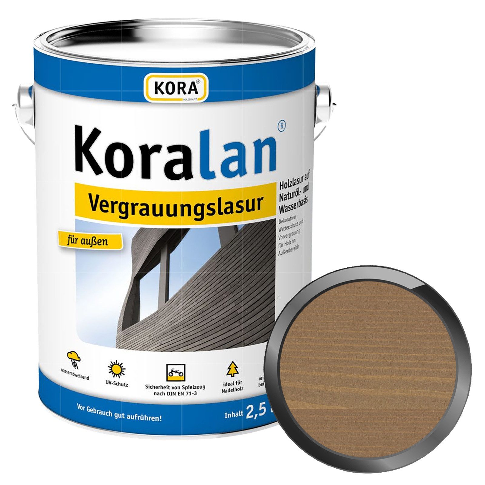 KORA Holzschutzlasur KORALAN VERGRAUUNGSLASUR - 2.5 LTR
