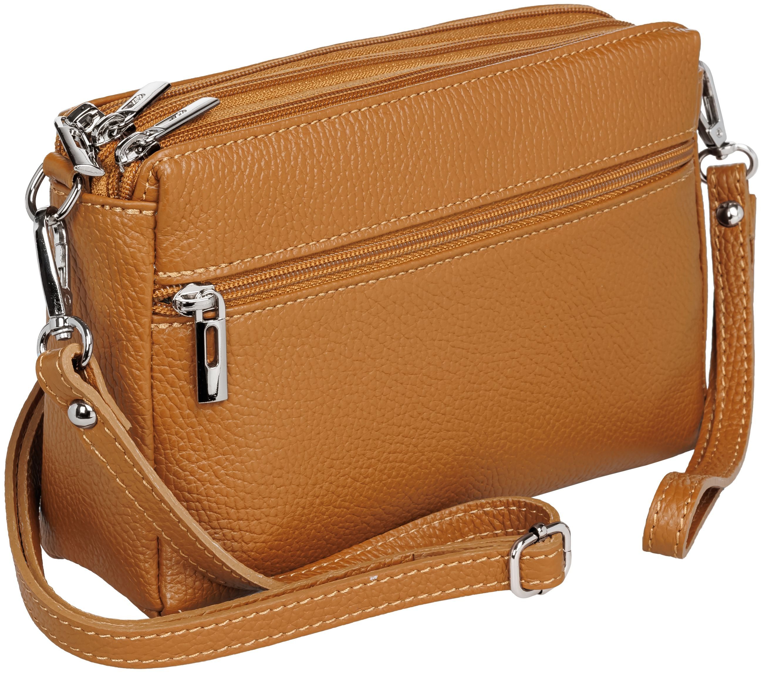 Caspar Umhängetasche Kleine Damen Crossbody Bag Leder Tasche - CLASSIC LINE - Modell No.815, leicht, elegant & unempfindlich - 100% Echtleder - Handmade in Italy