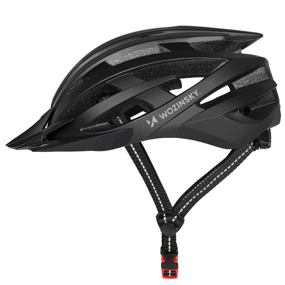 Wozinsky Fahrradhelm HT-28 Größe M (54–57 cm), MTB Helm mit integriertem USB Rücklicht