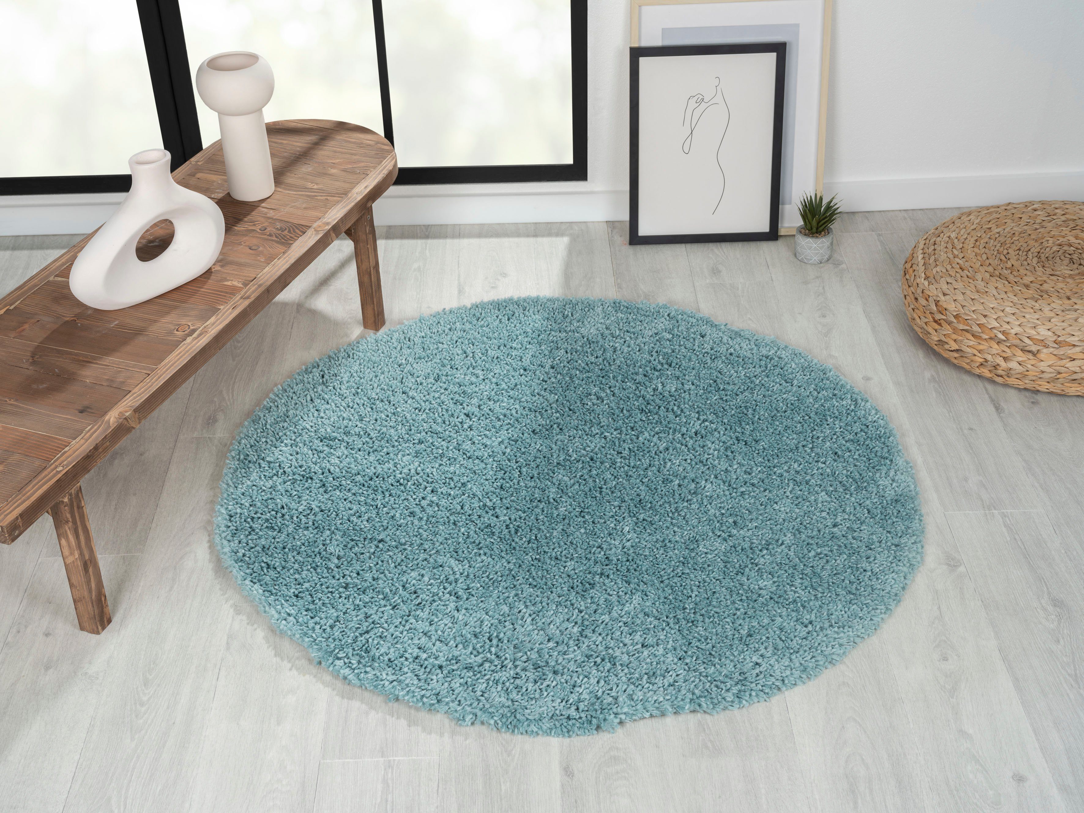 Myflair Möbel & Accessoires Hochflor-Teppich »My Shaggy«, rund, 37 mm Höhe, günstig online kaufen