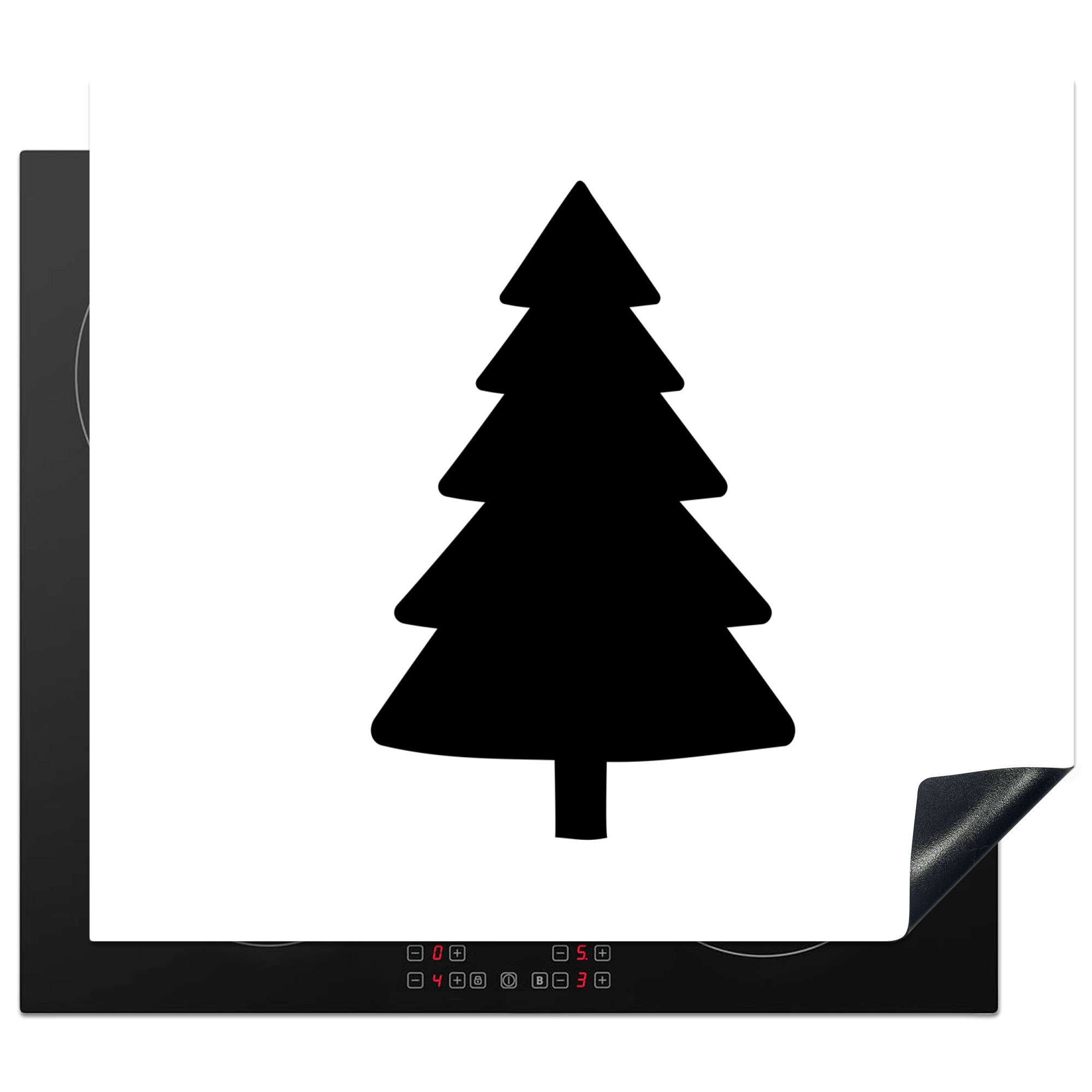 MuchoWow Herdblende-/Abdeckplatte Weihnachtsbaum - (1 Ceranfeldabdeckung Schwarz Arbeitsfläche Mobile Weihnachten Party, cm, - - nutzbar, Vinyl, tlg), 60x52
