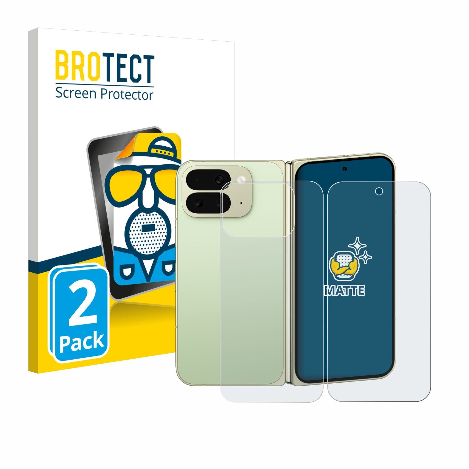 BROTECT Displayschutzfolie Schutzfolie für Google Pixel 10 Pro Fold (Display+Rückseite), 2 Stück, Displayschutz Schutz Folie Matt Entspiegelungsfolie