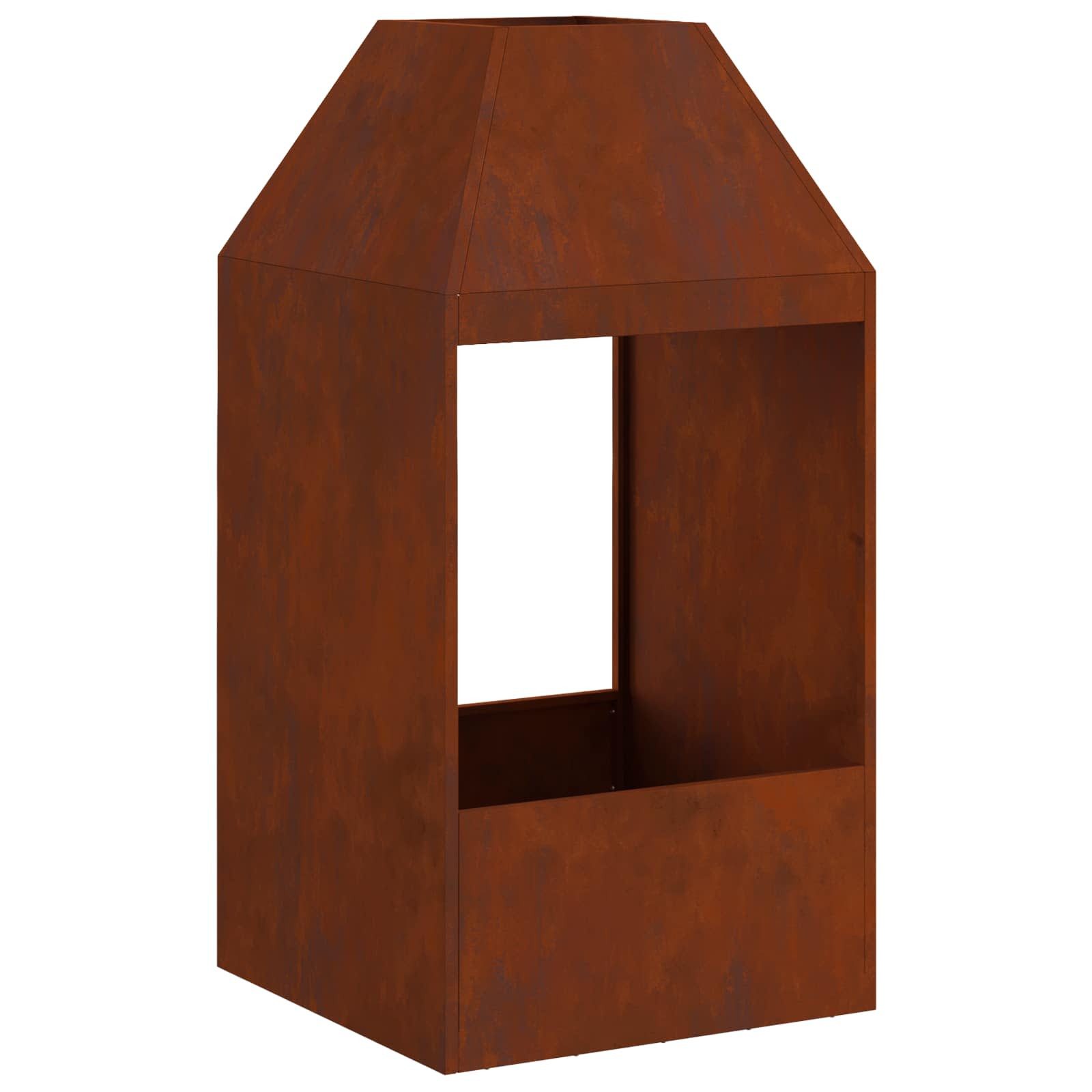 vidaXL Feuerstelle Feuerstelle Braun 50 x 50 x 100 cm Wetterfeststahl, (1-St)