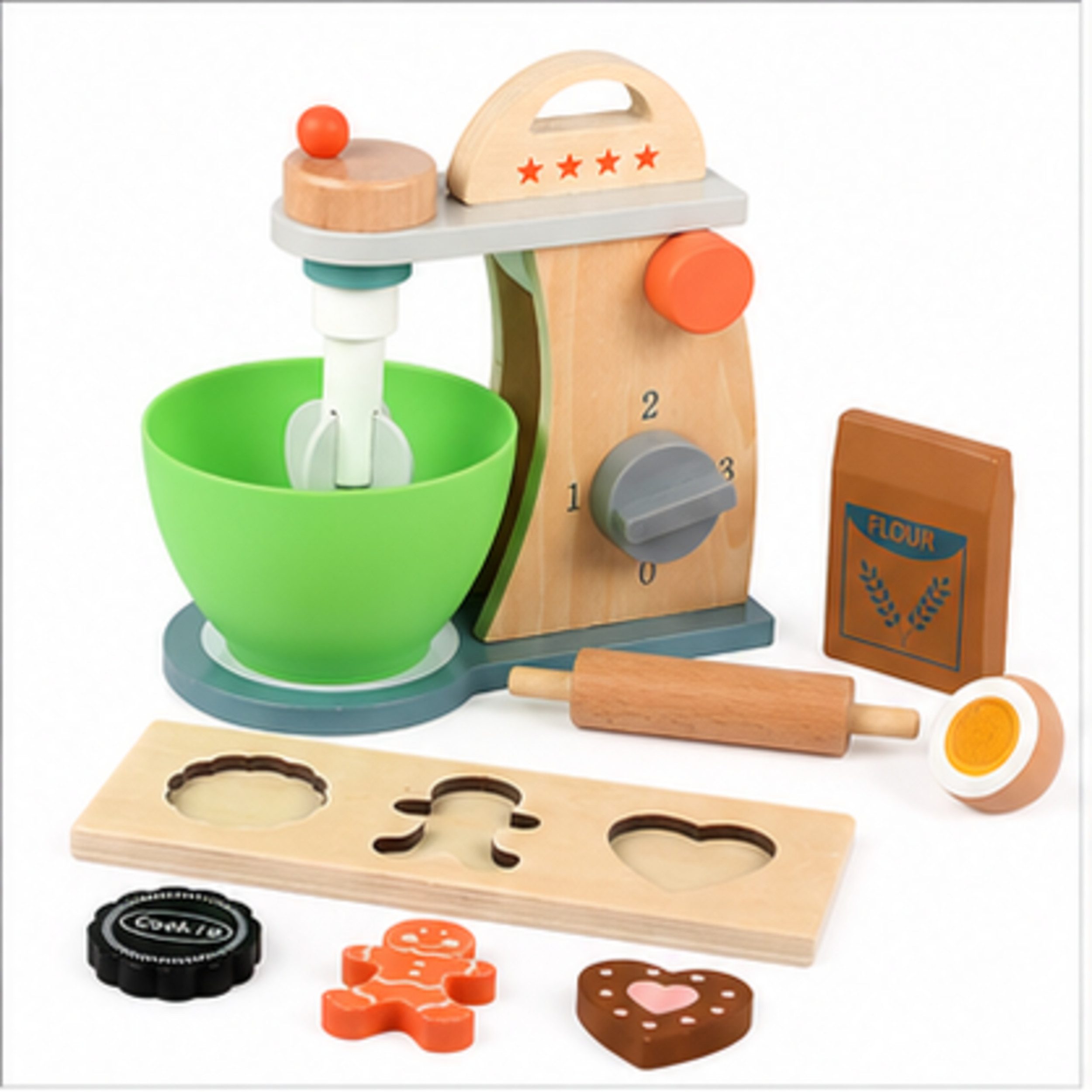 White Fox Studio Spielküche Rührgerät aus Holz, Zubehör für Kinderküchen Holz Spielküche Zubehör Rührmaschine Kitchen Aid