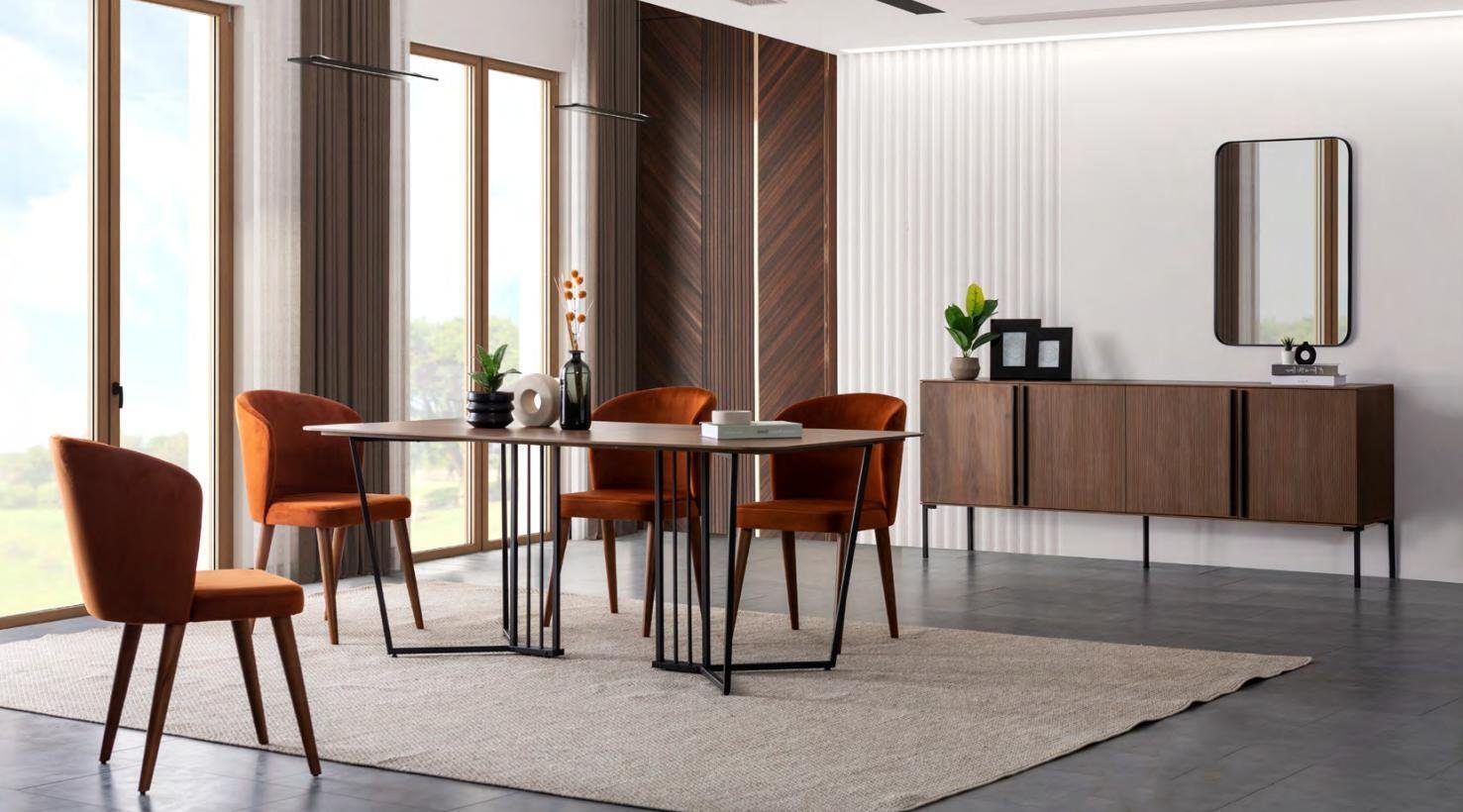 JVmoebel Stuhl Stuhl Orange Esszimmer Made In Luxus, Modern Stühle Design Stoff Europe Polster