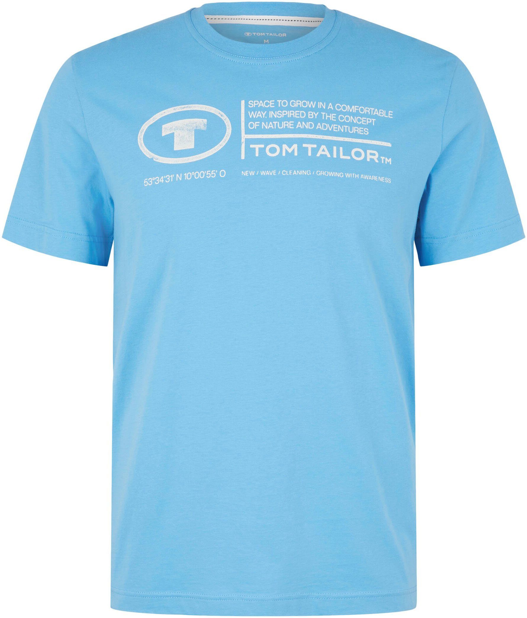 hellblau Print-Shirt Frontprint T-Shirt TOM Herren Tom TAILOR Tailor