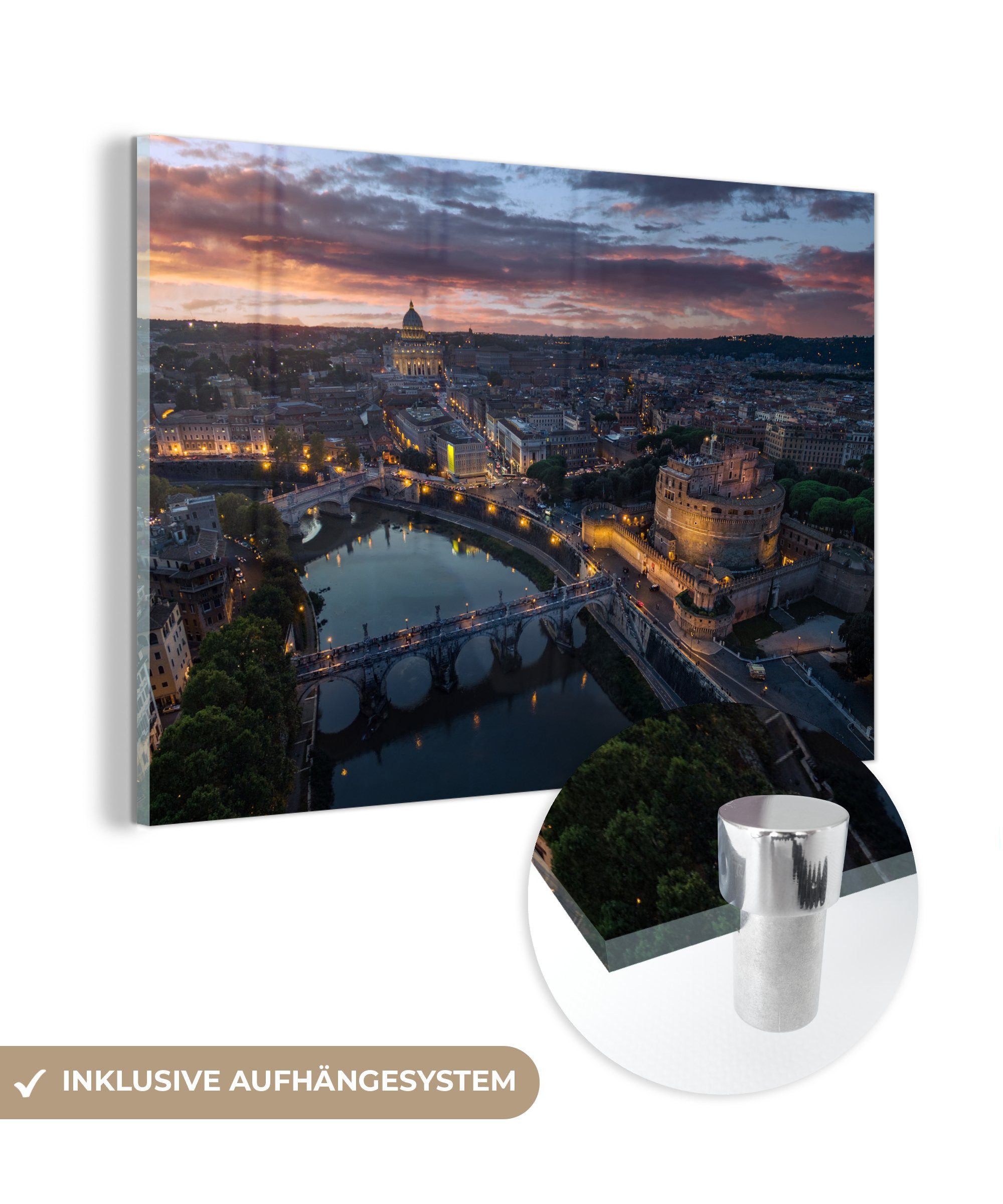 MuchoWow Acrylglasbild Rom - Brücke - Dunkelheit, (1 St), Acrylglasbilder Wohnzimmer & Schlafzimmer