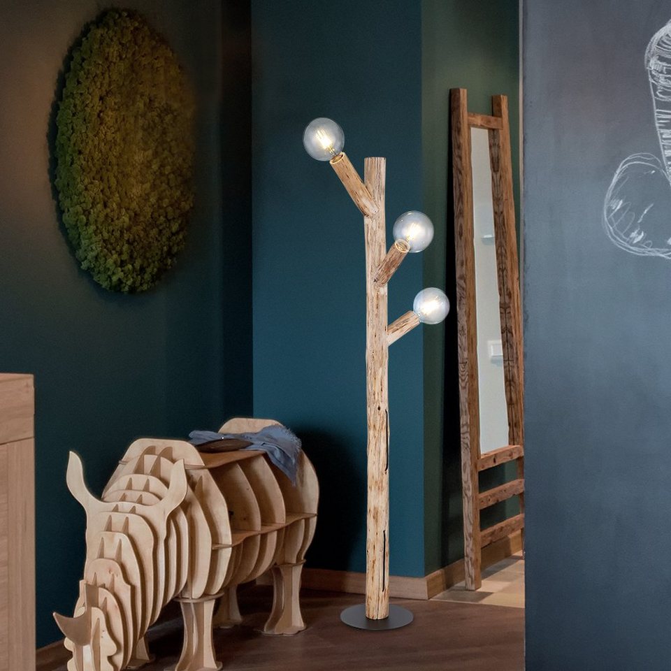 etc-shop Stehlampe, Leuchtmittel inklusive, nicht Stehlampe Standlampe Wohnzimmerleuchte Holzleuchte