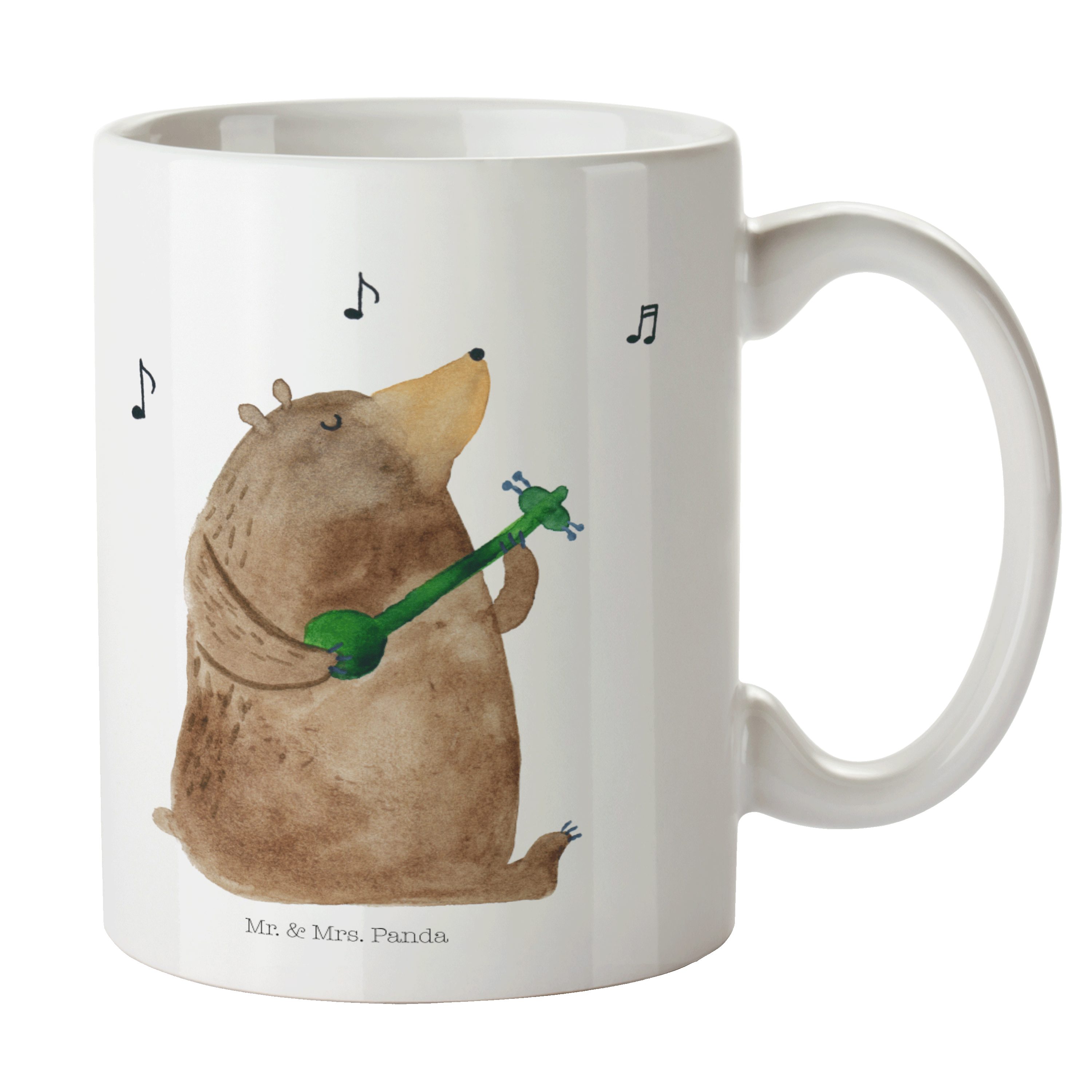 Mr. & Mrs. Panda Tasse Bär Gitarre - Weiß - Geschenk, Teetasse, Kaffeetasse, Teddy, Tasse Mo, Keramik