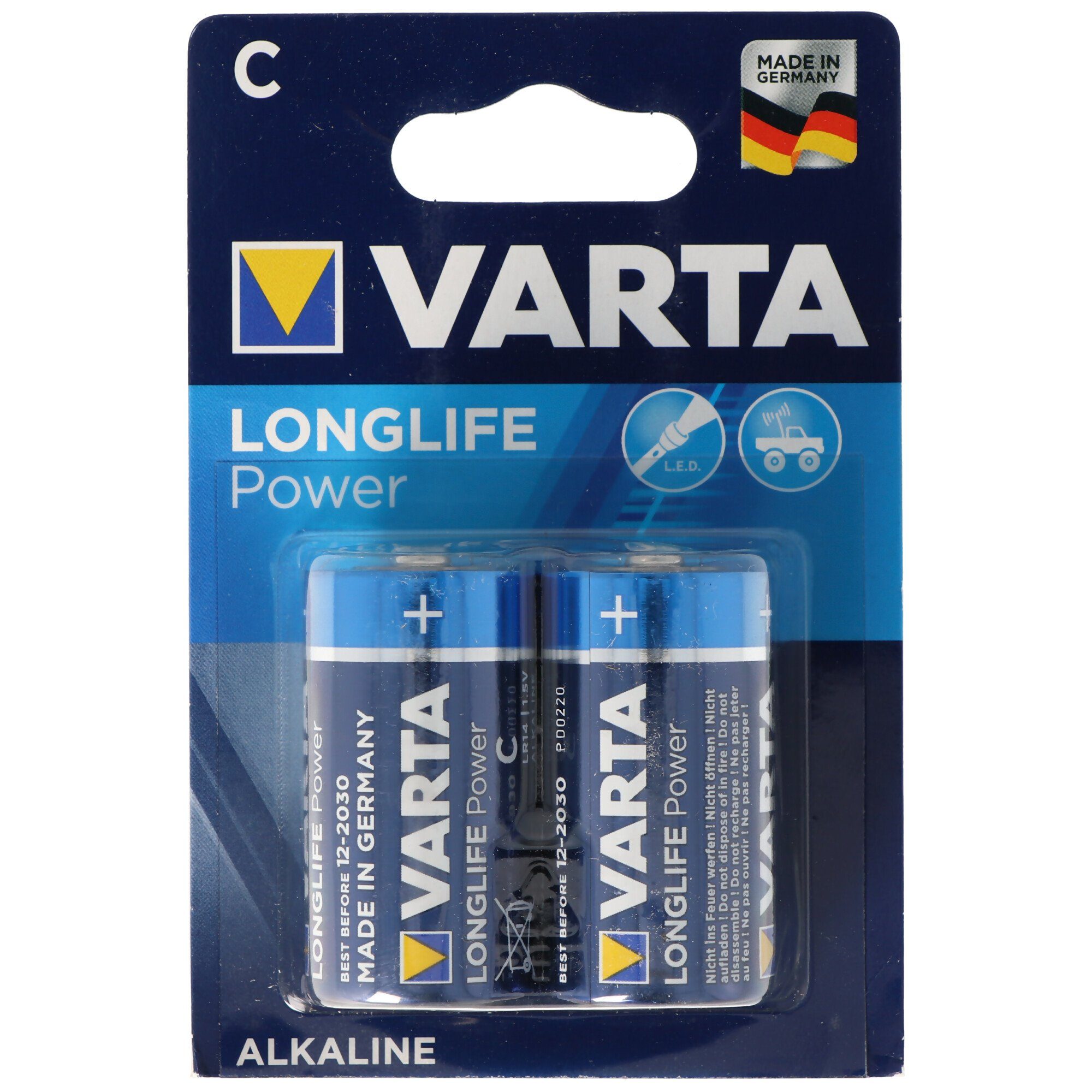 VARTA LONGLIFE Power Batterie, (1.5 V, 2 St), Baby / C / LR14, 1,5 V
