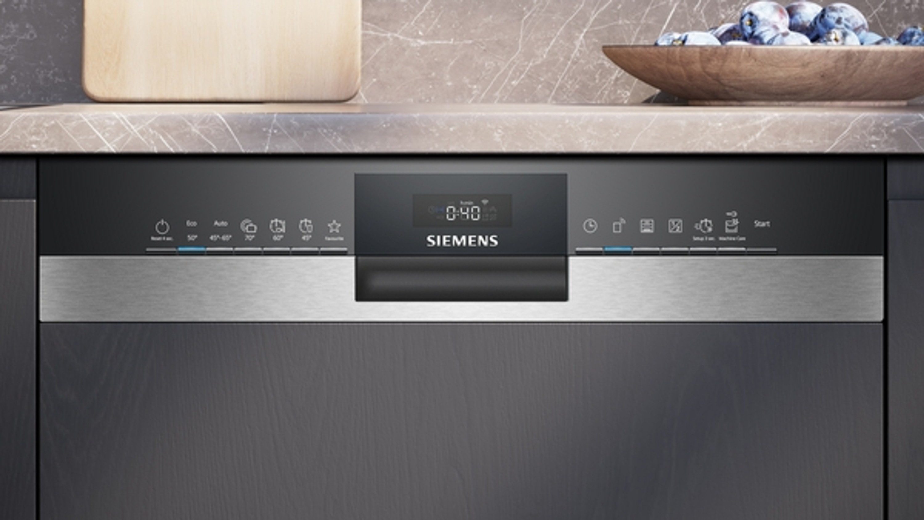 SIEMENS teilintegrierbarer Geschirrspüler iQ300 SN53ES27BE, 9 l, 13 Maßgedecke, Bis zu drei Mal schneller spülen und trocknen.