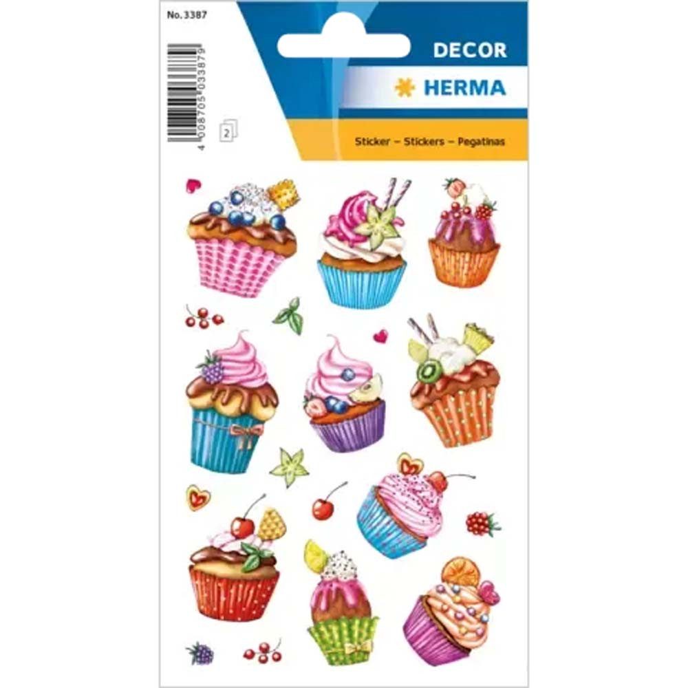 HERMA Etiketten Sticker Cupcakes beglimmert 20 Stück, beglimmert