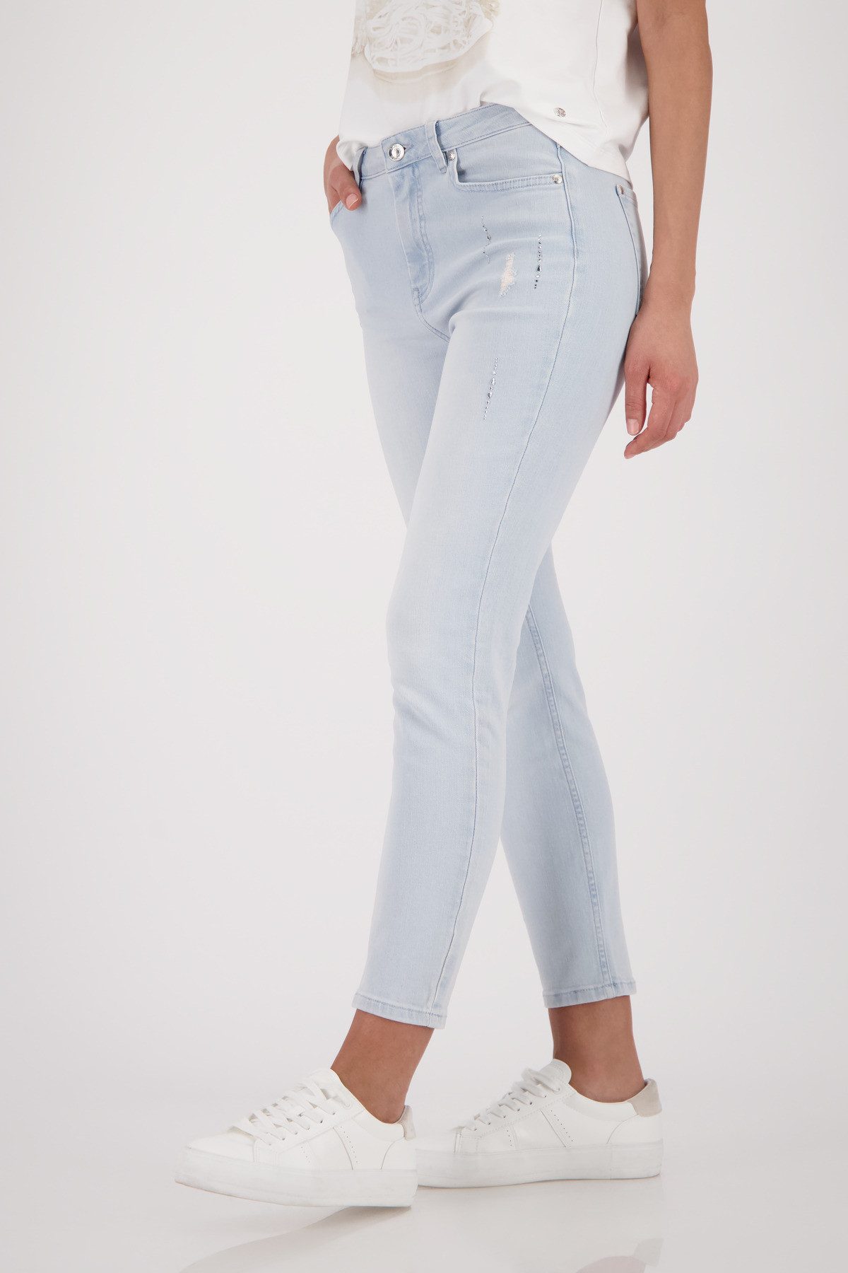 Monari 7/8-Jeans Basic mit strahlenden Strasssteinen, 5-Pocket-Form