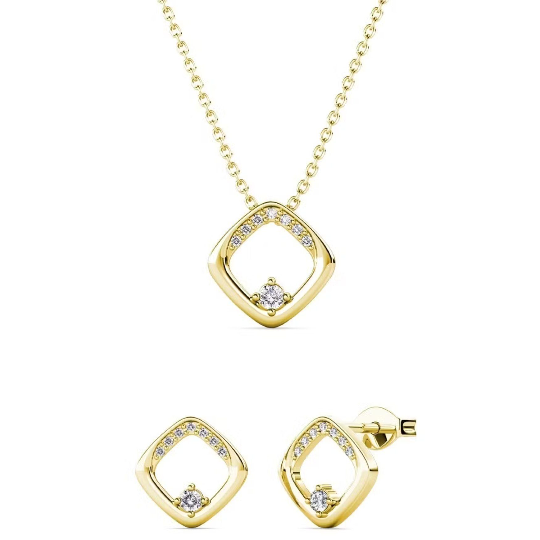 Schmuckset Adelise Doré : Goldkettchen und Ohrringe mit 26 Kristallen
