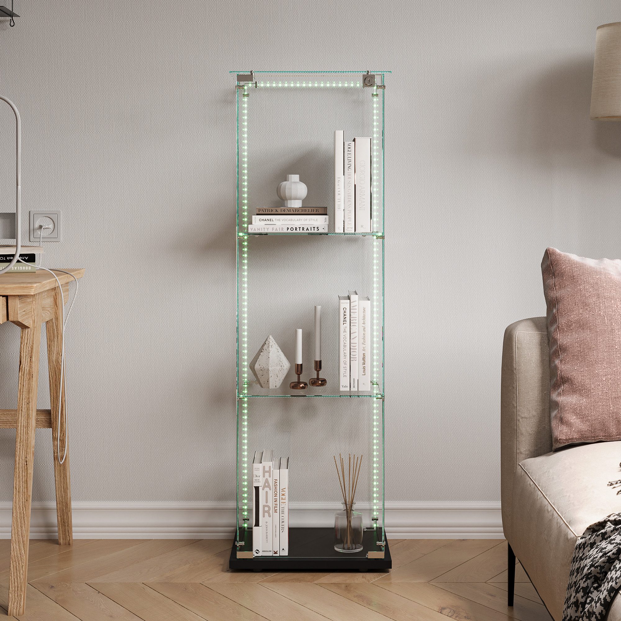 FUROKOY Glasvitrine Standvitrinen, Vitrine aus gehärtetem günstig online kaufen
