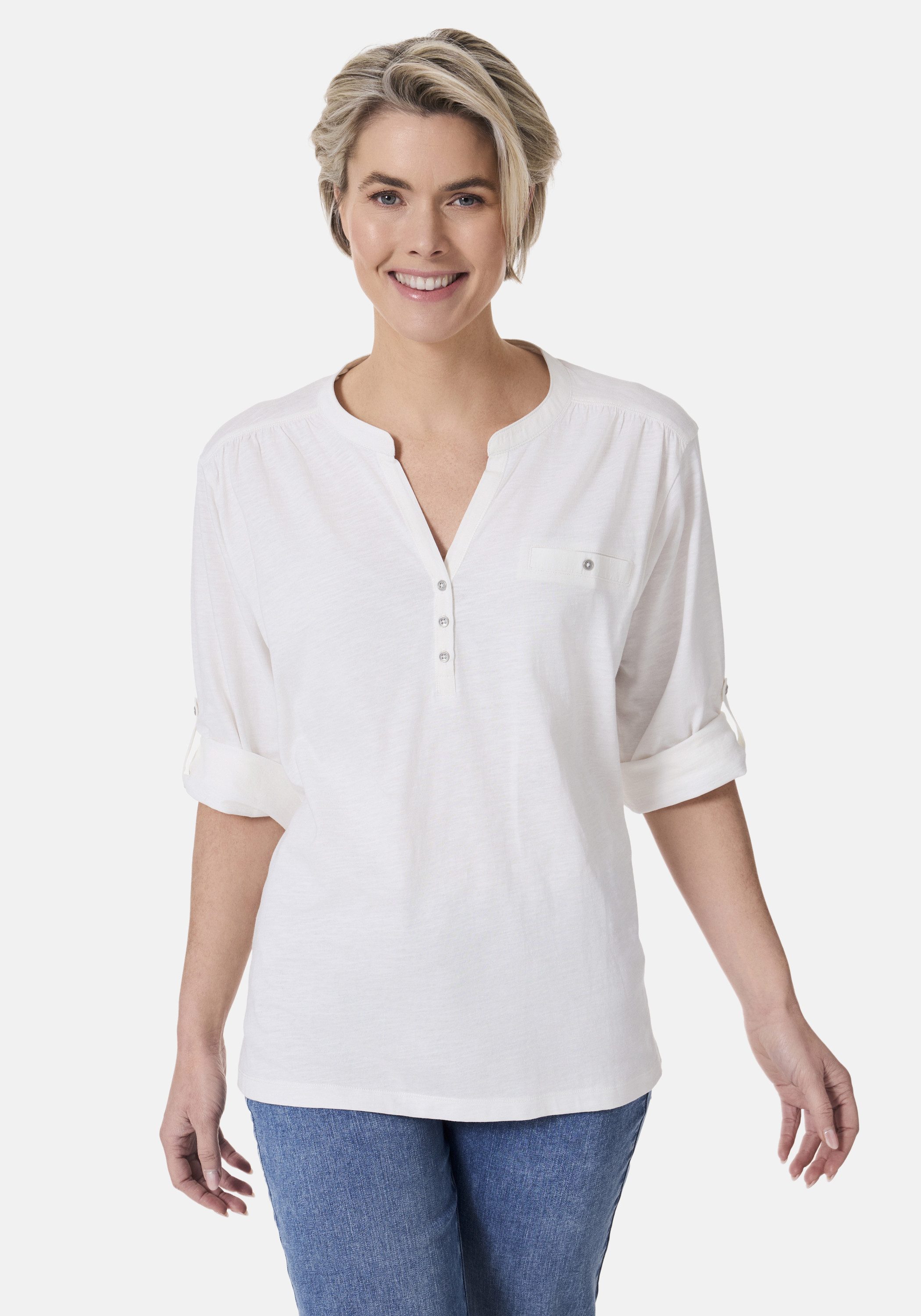 STOOKER WOMEN 3/4-Arm-Shirt "MARIE T-Shirt 3/4 - Arm", Regular Fit Slub Yar günstig online kaufen