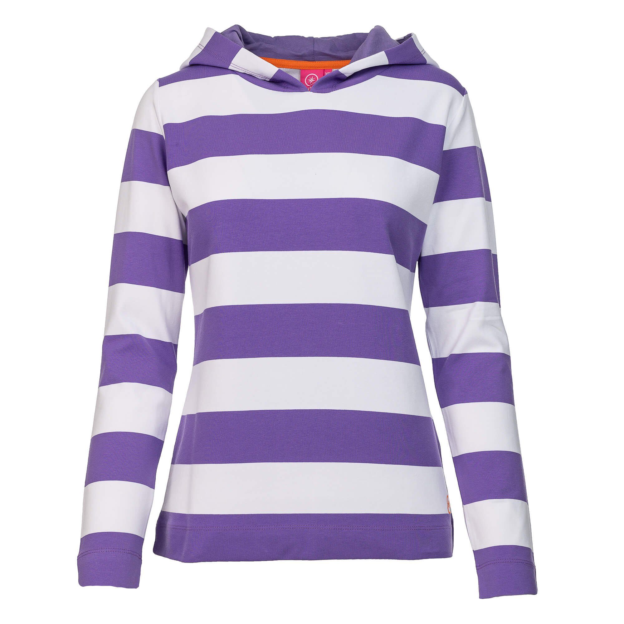 Colourblock-Streifen Hakana Hoodie salzhaut - Streifenshirt purple-white Kapuzen Shirt Damen Kapuzenshirt