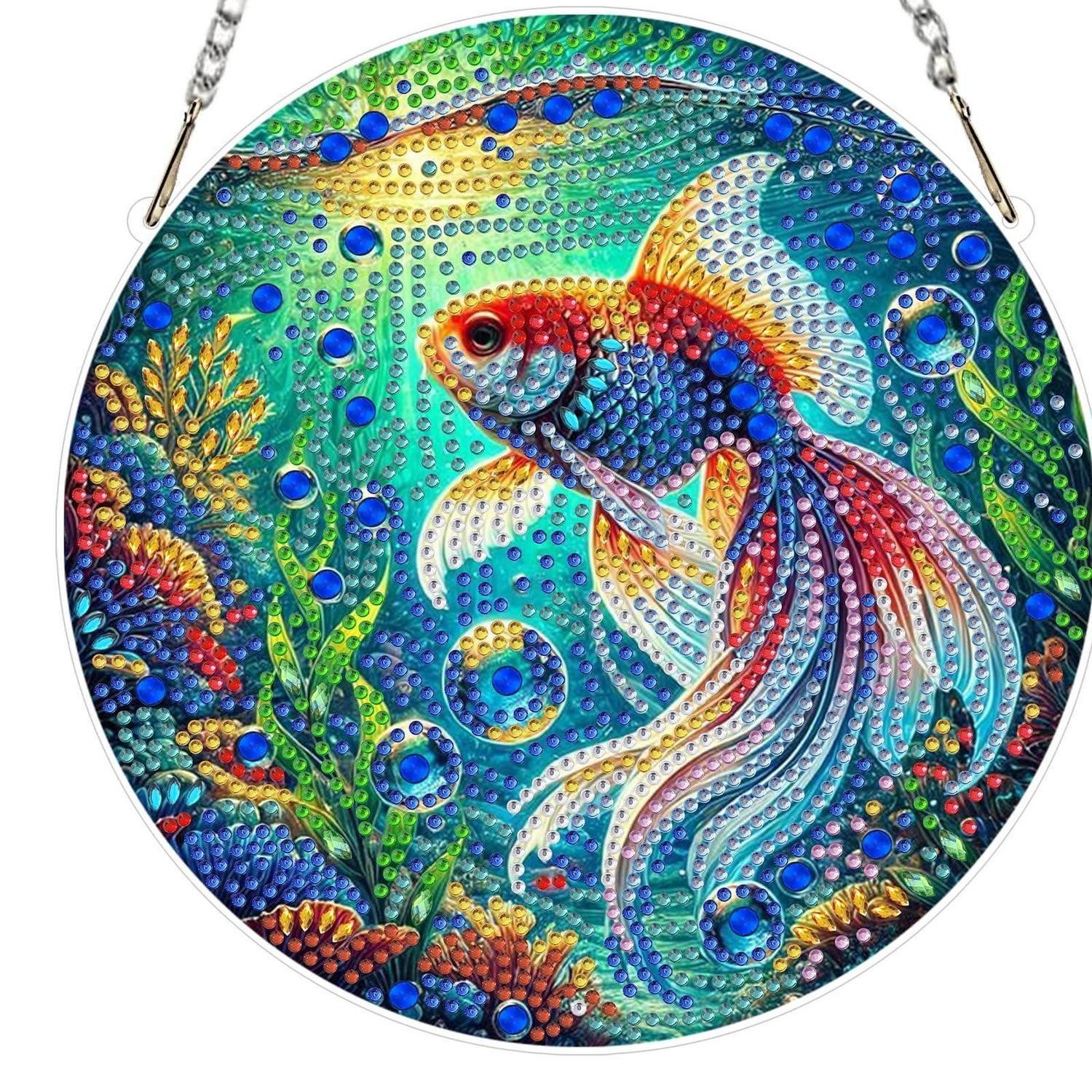 LuxusKollektion Fensterbild Diamond Painting Fensterbild Bunte Fische Ozean