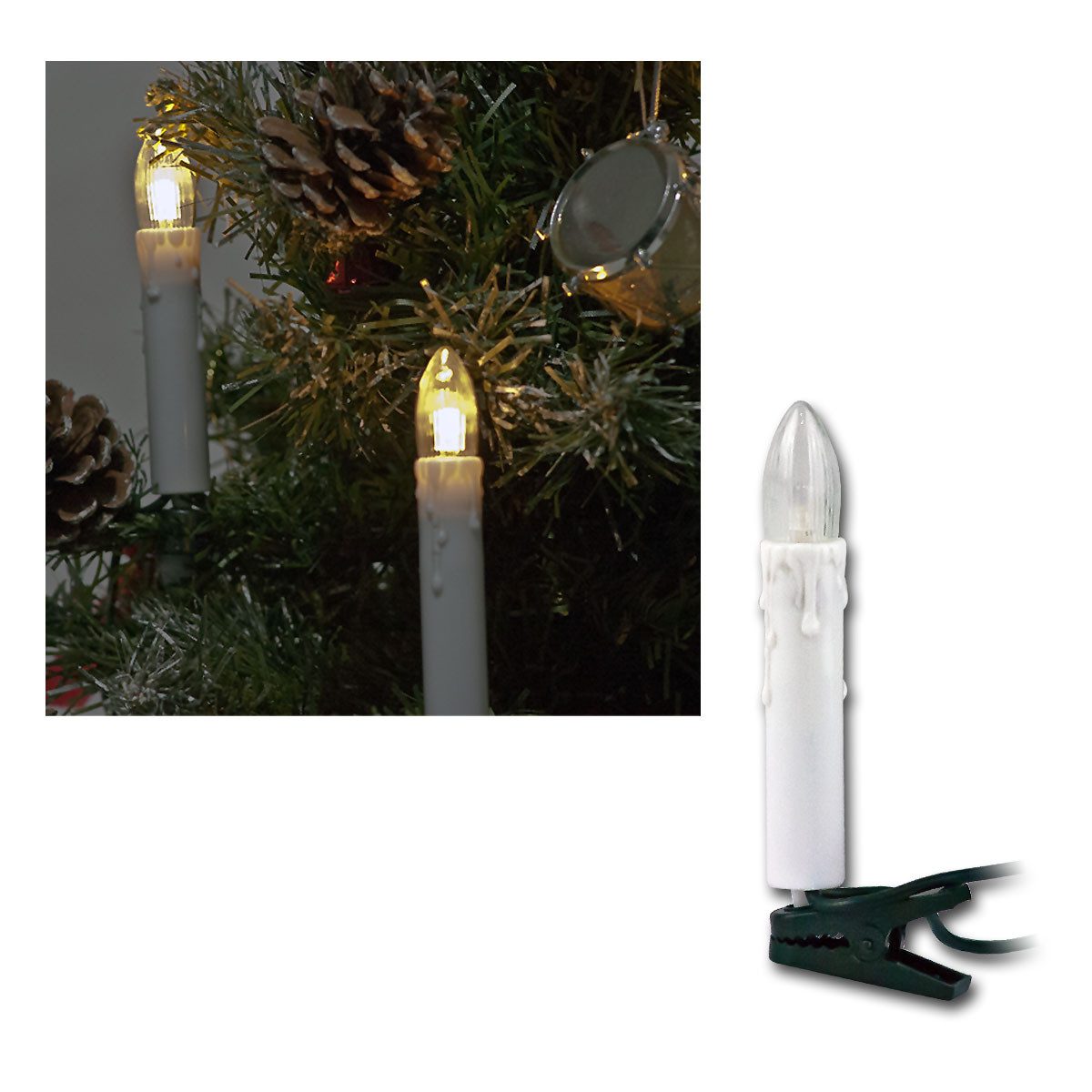 EGB LED-Lichterkette 16er LED Innen Lichterkette mit Topkerzen warmweiß