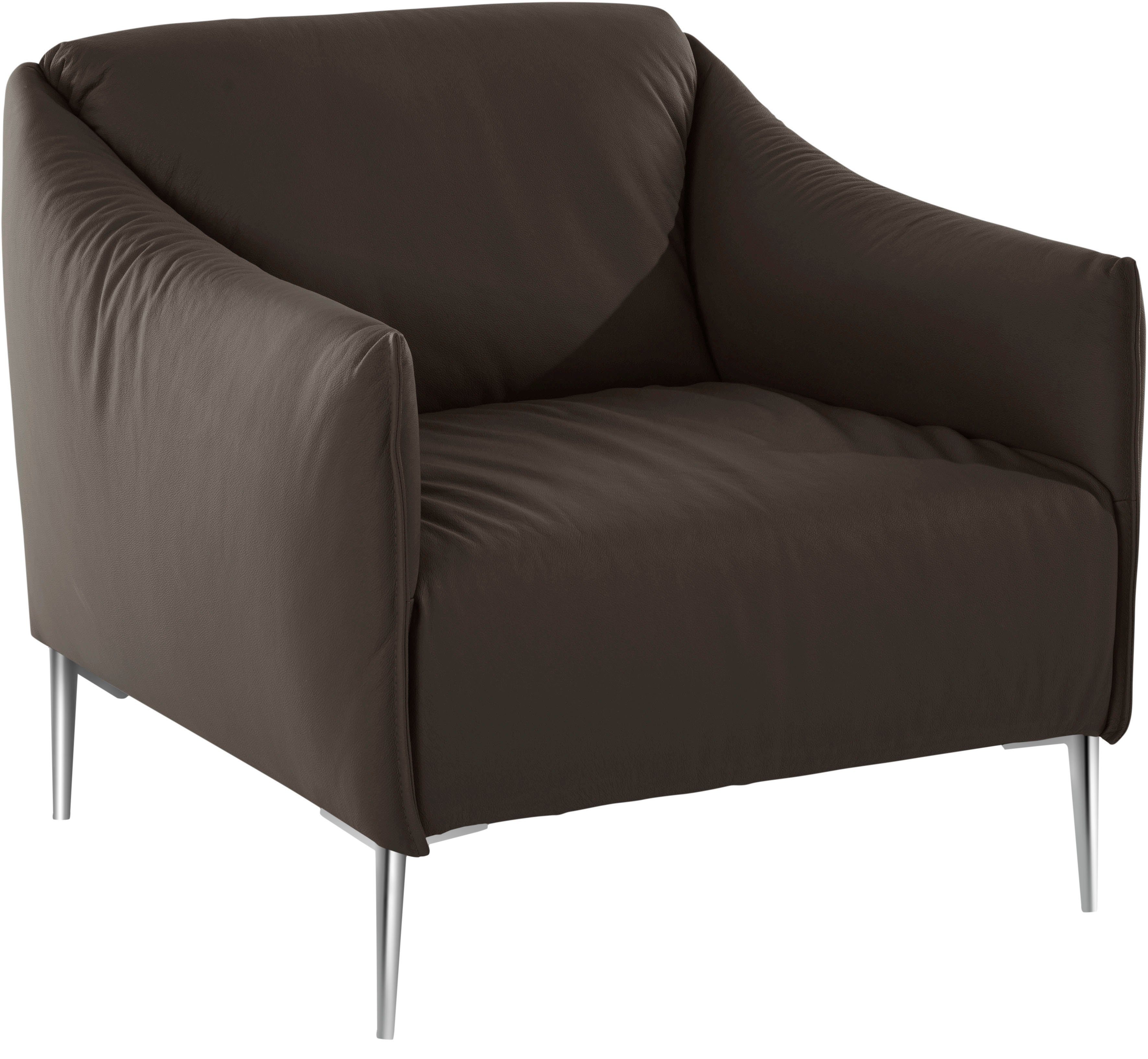 W.SCHILLIG Cocktailsessel sally Designsessel, Loungesessel, bequem, tolle Verarbeitungsdetails, mit Metallfüßen in Chrom glänzend