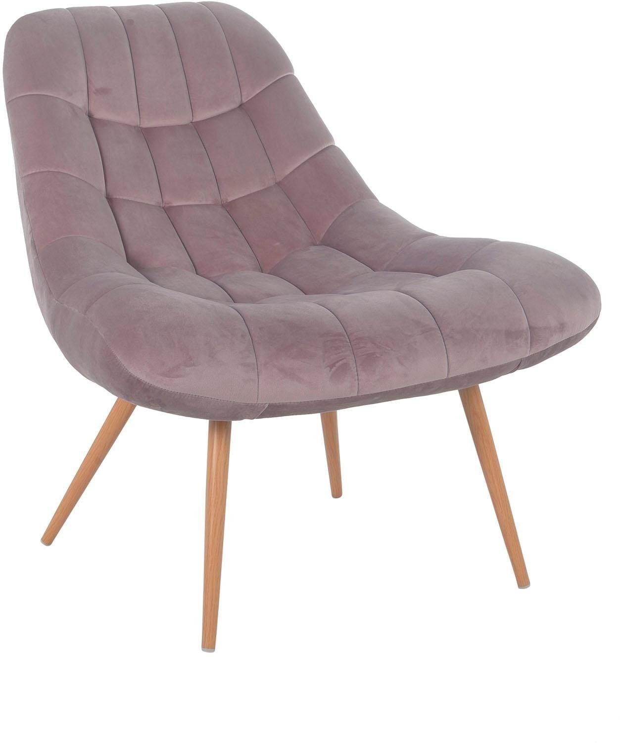 SalesFever Relaxsessel, mit rosa/holzfarben mit schwarzen XXL-Steppung, oder Beinen naturfarbenen