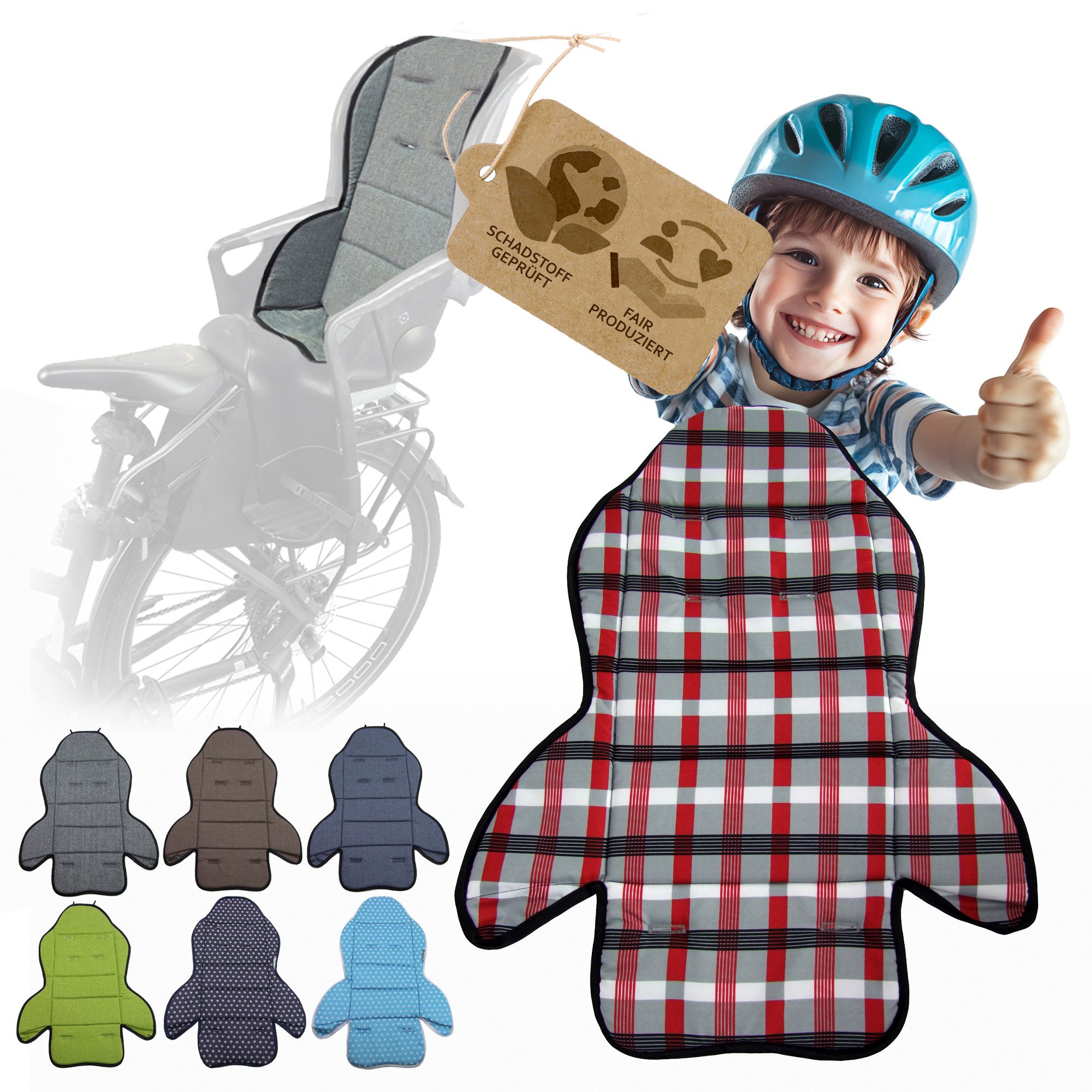 BambiniWelt by Rafael K. Fahrradkindersitz Ersatzbezug Sitzkissen für Fahrradsitz kompatibel mit Römer Jockey M3, ab: 9 Monate, bis: 5 Jahre