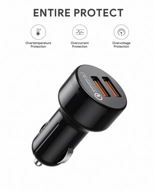 NAIPO Auto-Adapter, Auto Zigarettenanzünder QC3.0 36W 2-Port USB-typeA