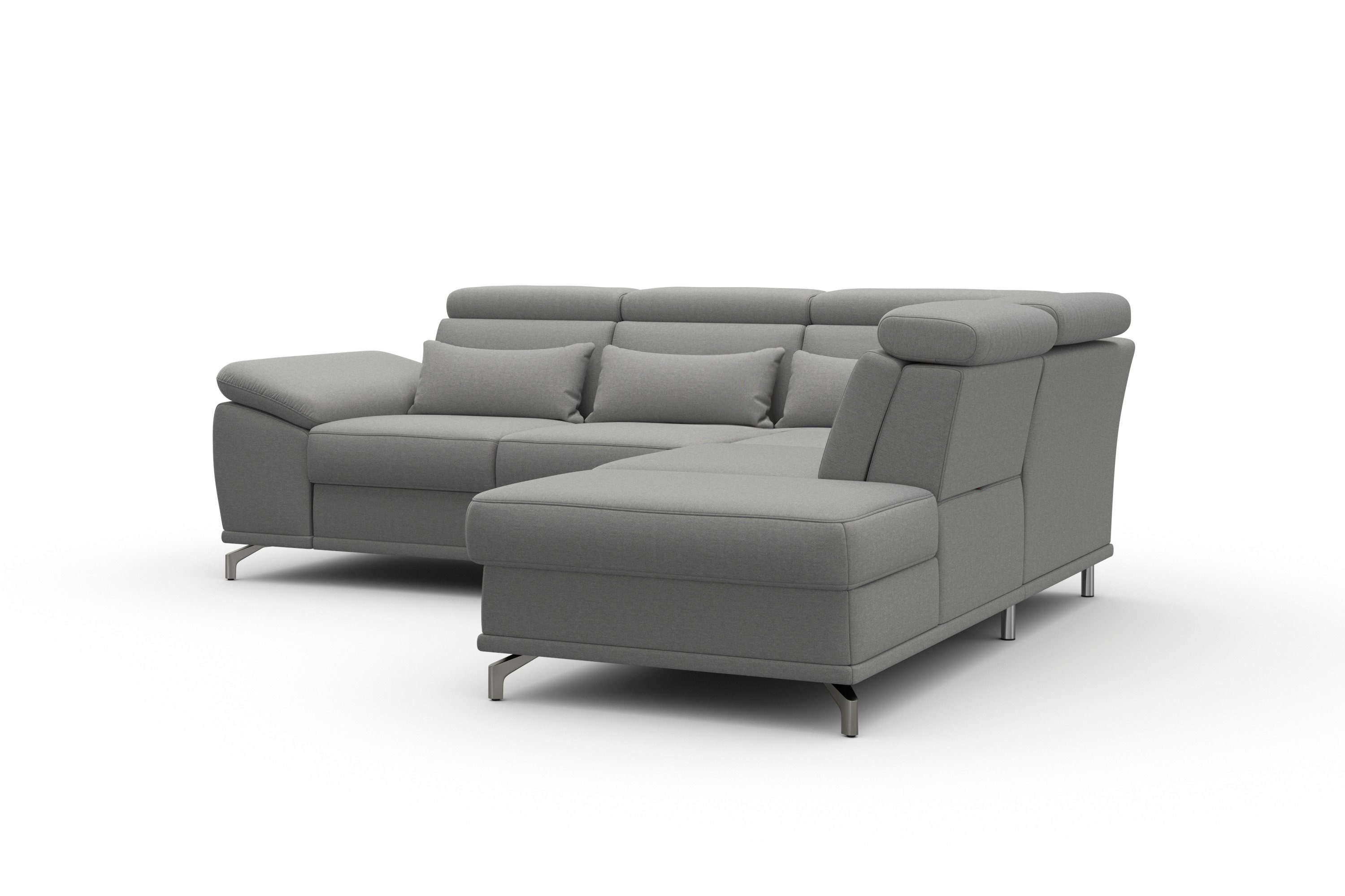 sit&more Ecksofa Cabrio L-Form, B: 274 cm, mit Sitztiefen-, Arm- & Kopfteilverstellung, 3 Nierenkissen, Federkern, optional Bettfunktion und Stauraum