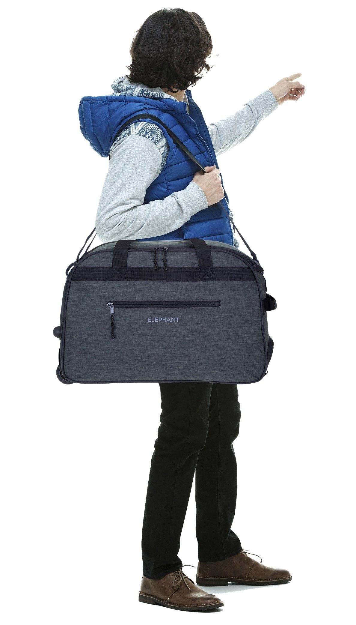 ELEPHANT Trolley Duffle Bag Travel Reisetrolley 55 cm Reisetasche, Weekender Sauna Reise Sport Trolly Tasche Rollen – Bild 4 von 5