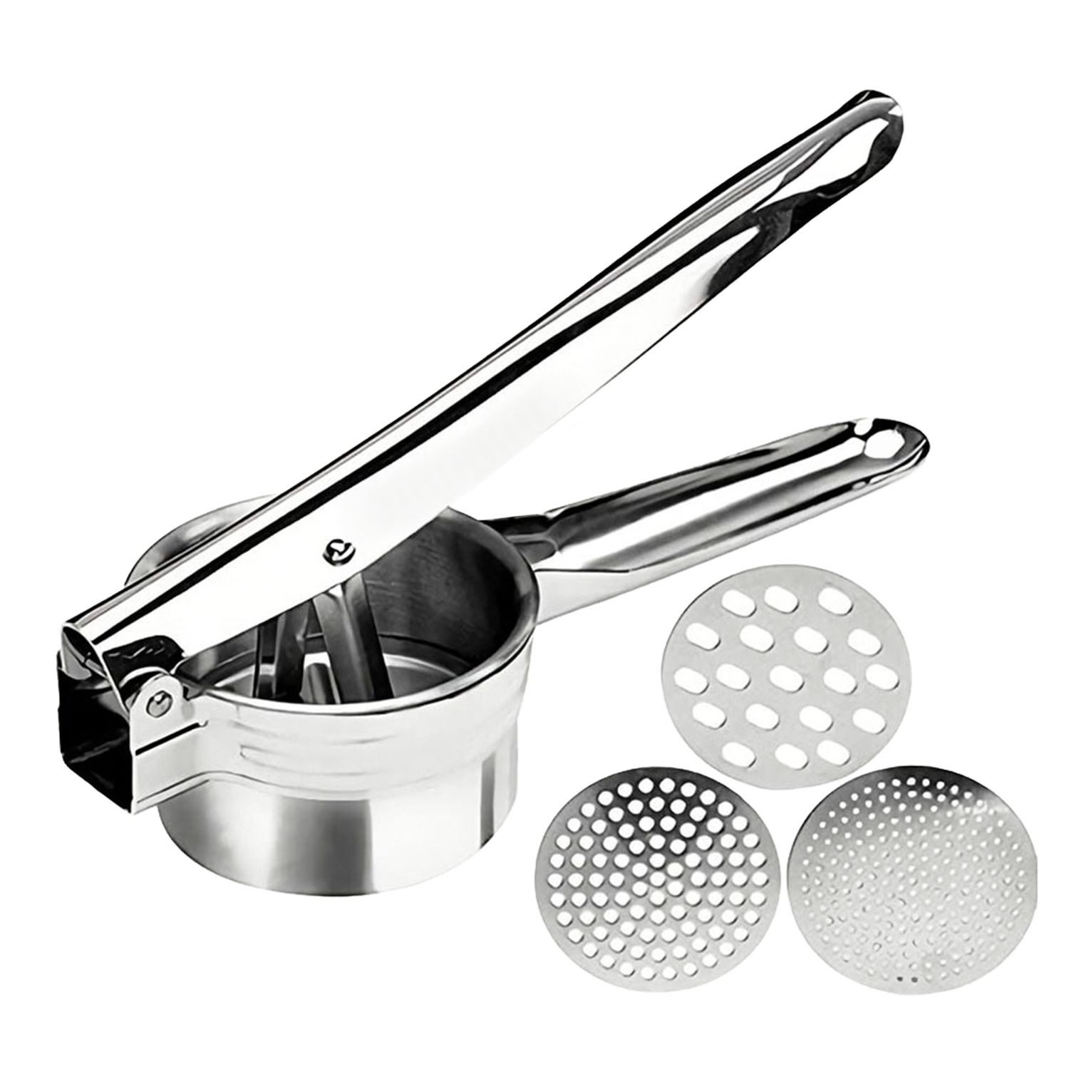 Intirilife Kartoffelpresse (1 St), Edelstahl, Edelstahl Kartoffelstampfer Spätzlepresse Silber