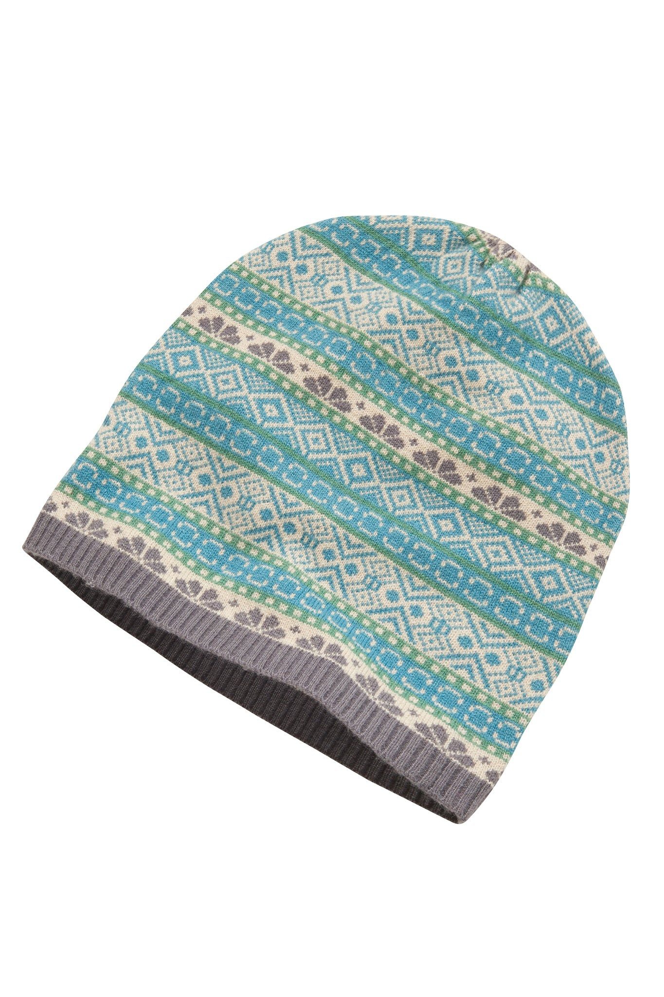 Himalaya Clothing Strickmütze Elegante Damen Beanie mit Jacquardmuster aus Merino-Kaschmirmischung Angenehm weiche und wohlig wärmende Mütze Damen