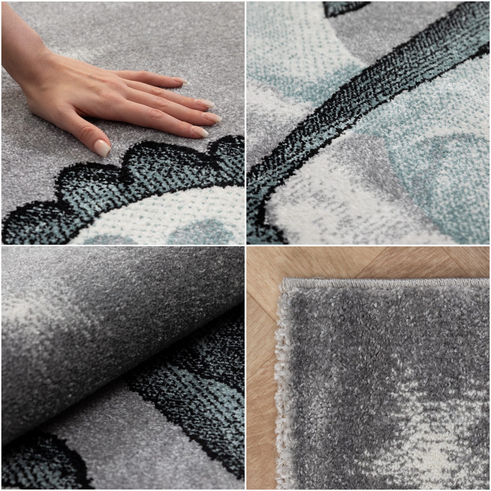 Carpettex Kinderteppich Dinosaurier Design, Rund, Höhe: 10 mm, Teppich Kinderzimmer Dinosaurier Design Kinder Teppich Blau Babyzimmer