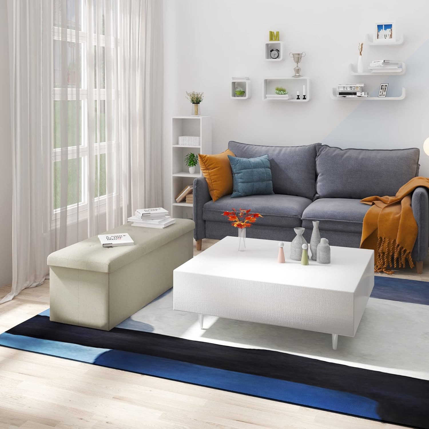 Woltu Sitzhocker (1 St), mit Stauraum 110cm, Bettbank klappbar, aus Leinen günstig online kaufen