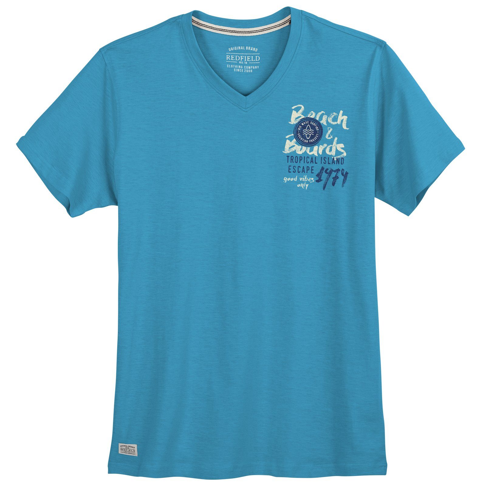 redfield modisch V-Neck Größen Herren V-Shirt azurblau T-Shirt Große