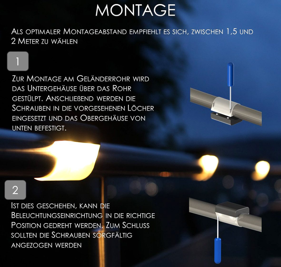 SOL-EXPERT group Experimentierkasten Solarleuchte für Handläufe, Relings und Geländer warmweiß