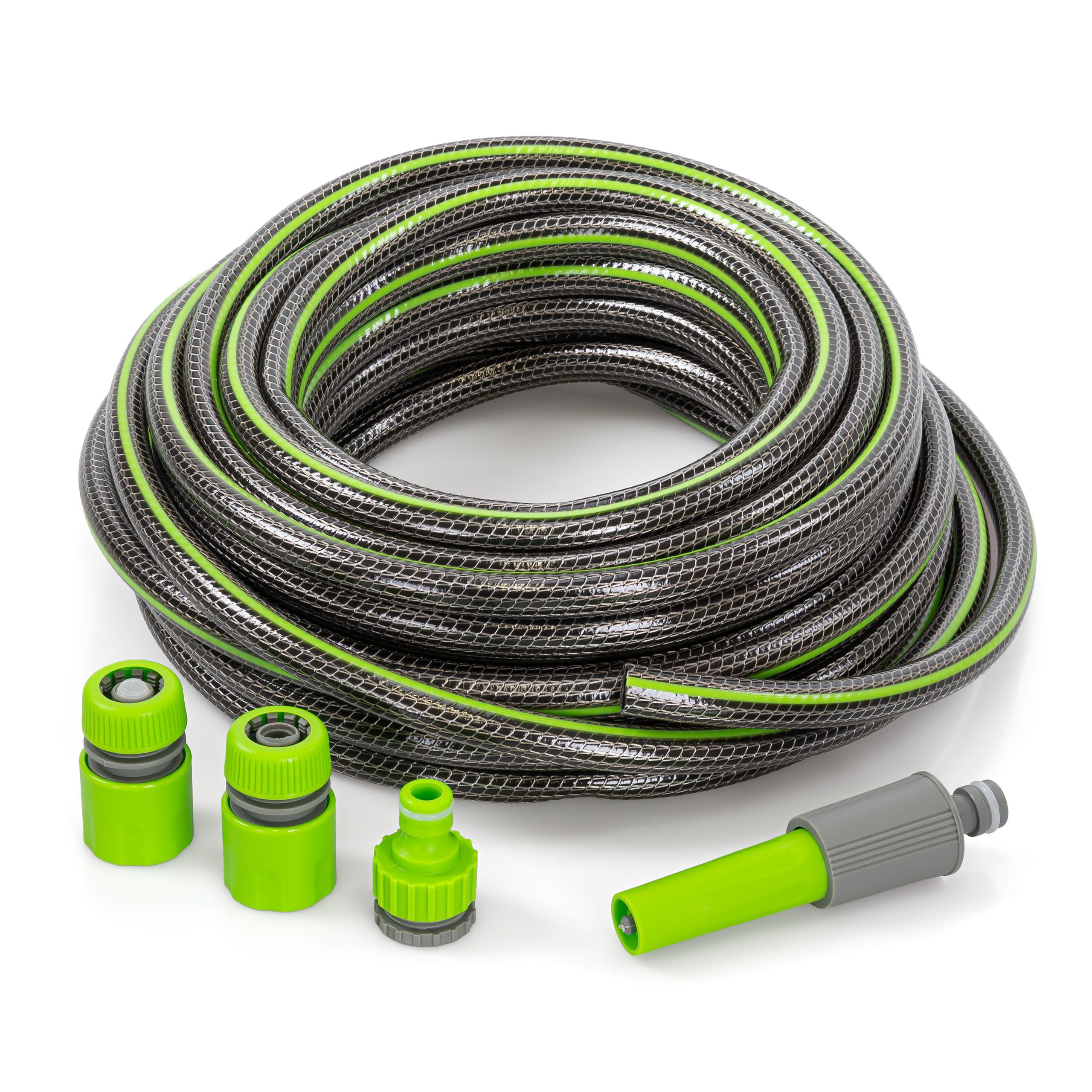 kamelshopping Gartenschlauch Gartenschlauch-Set 1/2", 17,5m, inkl. Kupplungssatz & Sprühdüse, Flexibler Wasserschlauch bis 8 bar, Komplett-Set für Garten