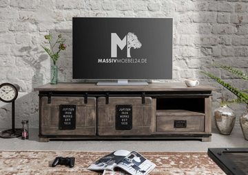 Massivmoebel24 TV-Board TV-Board Mango 160x45x50 grau lackiert RAILWAY #201