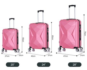 Rungassi Kofferset Rungassi Hartschalenkoffer Trolley Reisekoffer Koffer Set ABS03 pink
