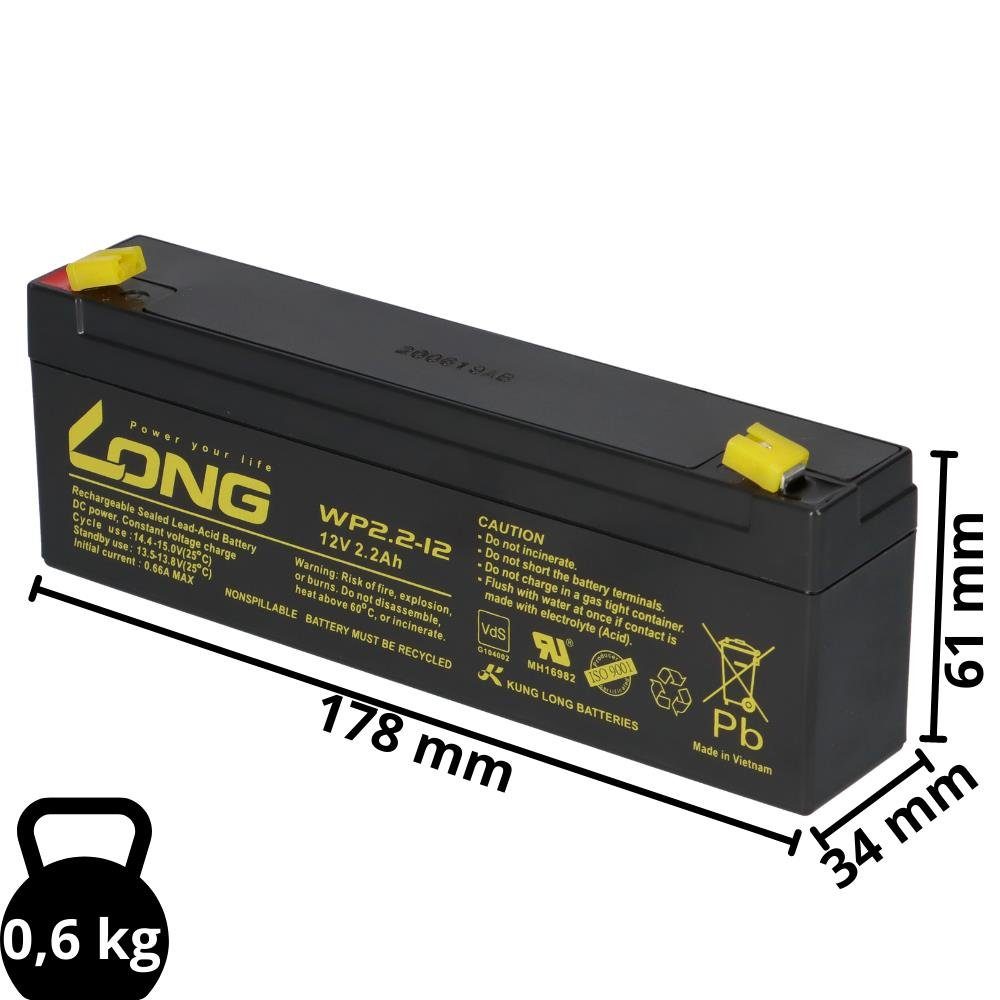 Bleiakkus BAT/BBB2.3 wiederaufladbar Bleiakku Kung Long 12V 2,2Ah (12V AGM V)