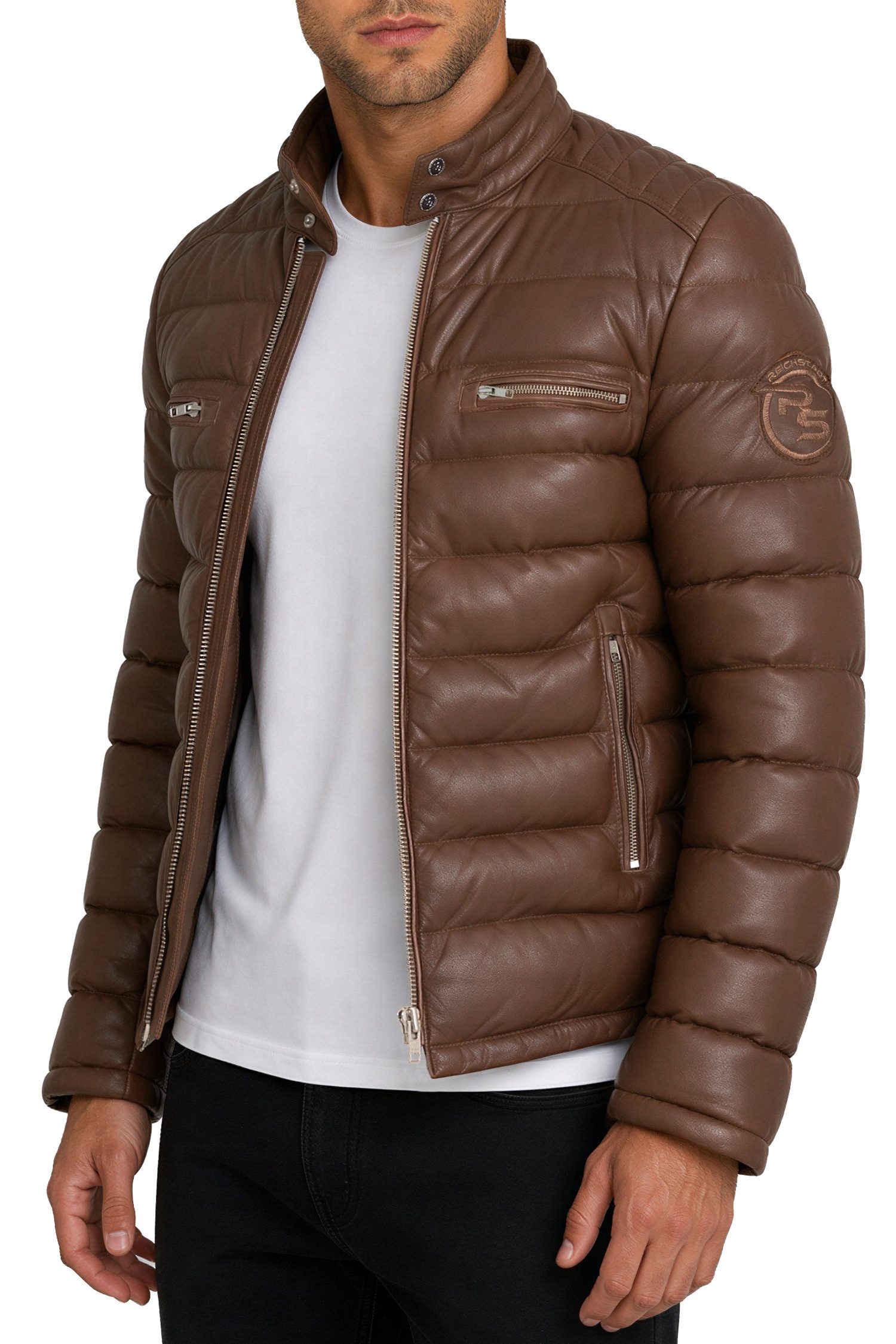 Reichstadt Bomberjacke Herren Regular Fit Jacke Echtleder 19RS016 Zweiwege-Reißverschluss – Bild 4 von 5
